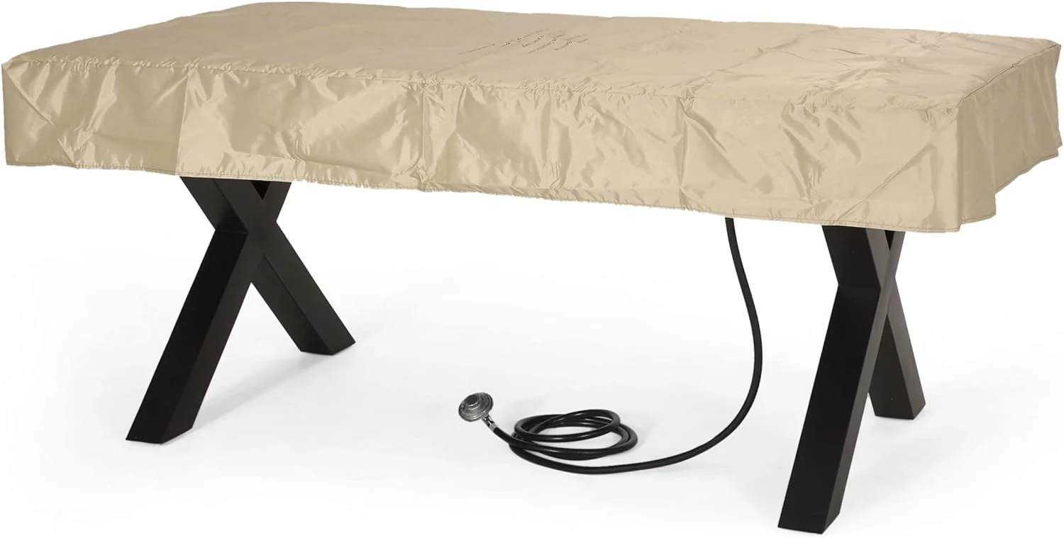 40,000 BTU Outdoor Concrete Fire Pit Table with X-Shaped Iron Legs - Image 4