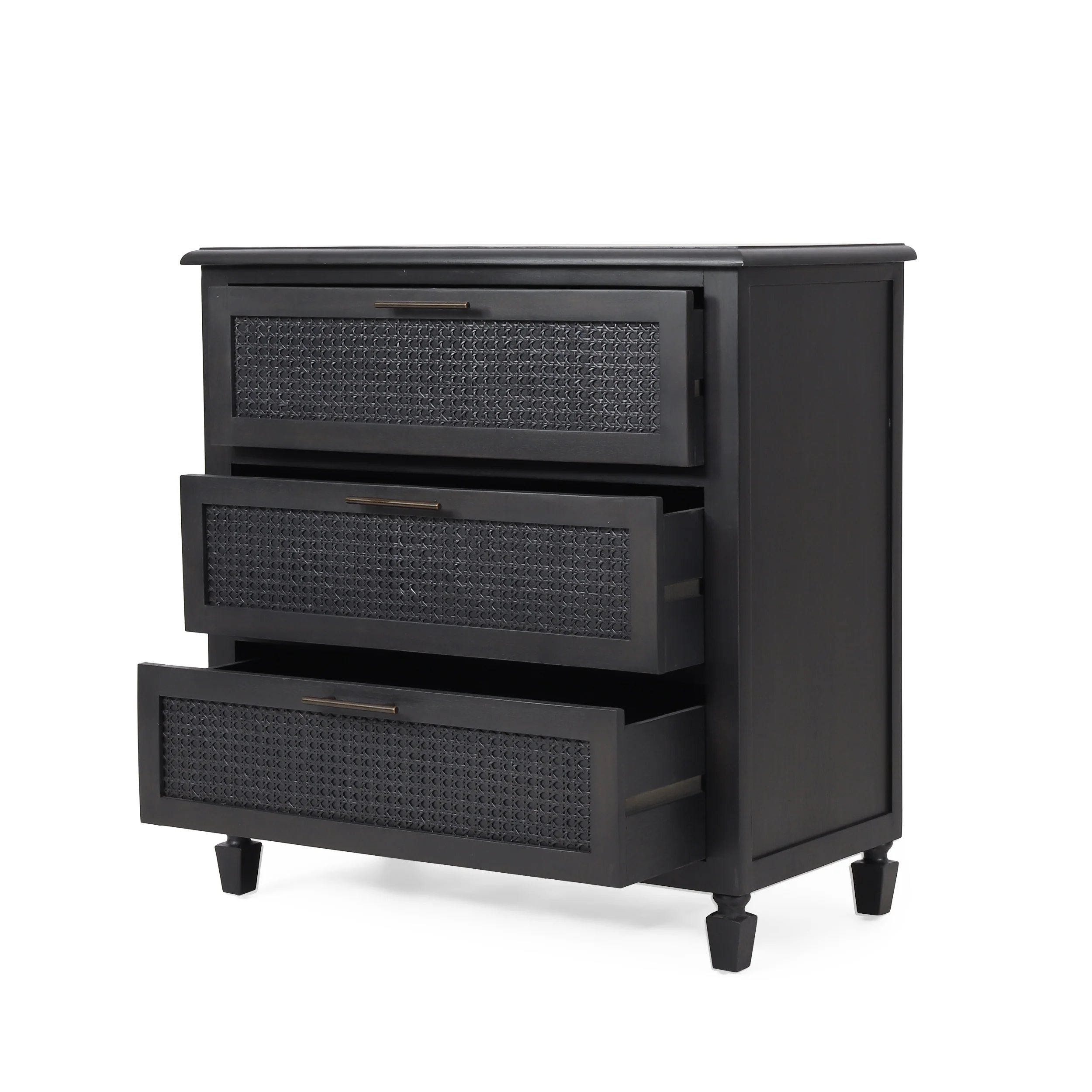 Black 3-Drawer Dresser with Cane Accent - Image 16