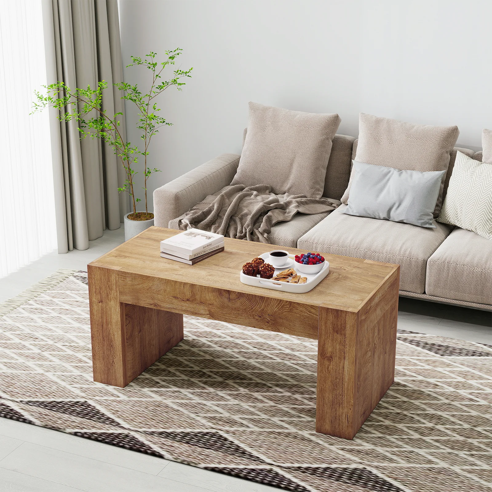 48" Farmhouse Rectangle Coffee Table with Hidden Storage Drawer - Image 11