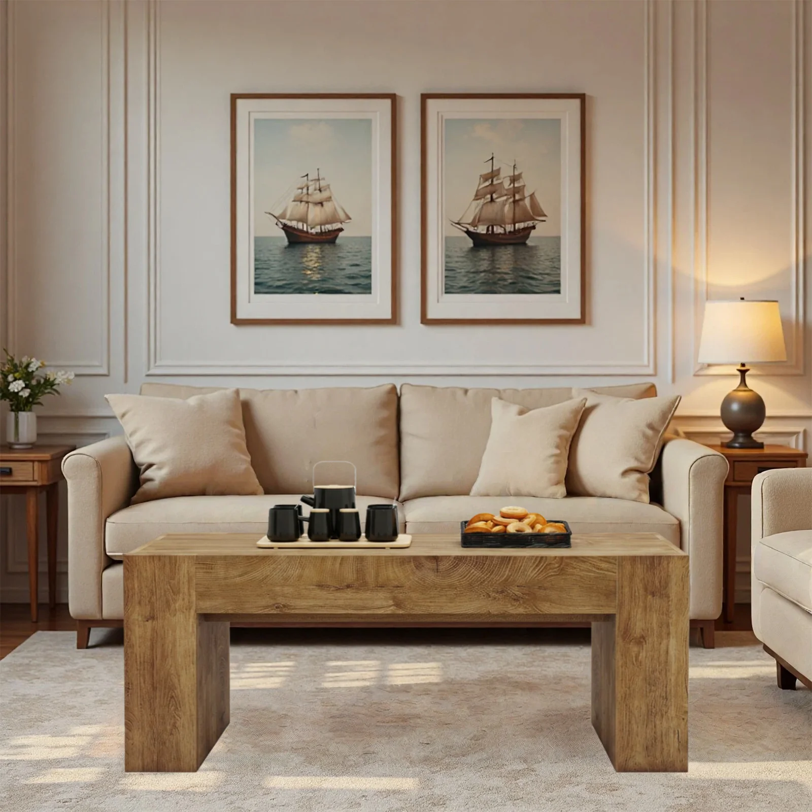 48" Farmhouse Rectangle Coffee Table with Hidden Storage Drawer - Image 12