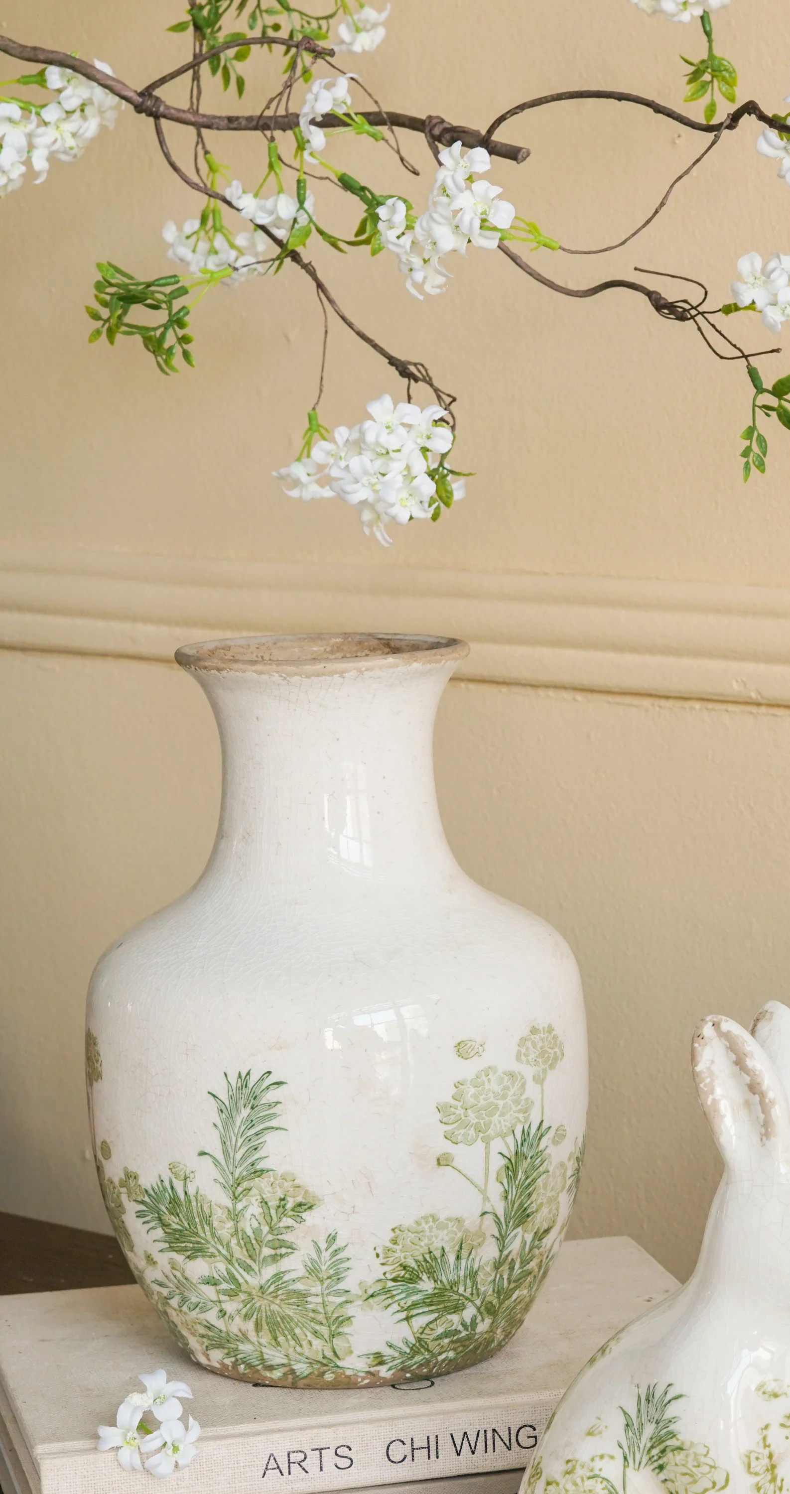 Green Floral Ceramic Vase - Image 5