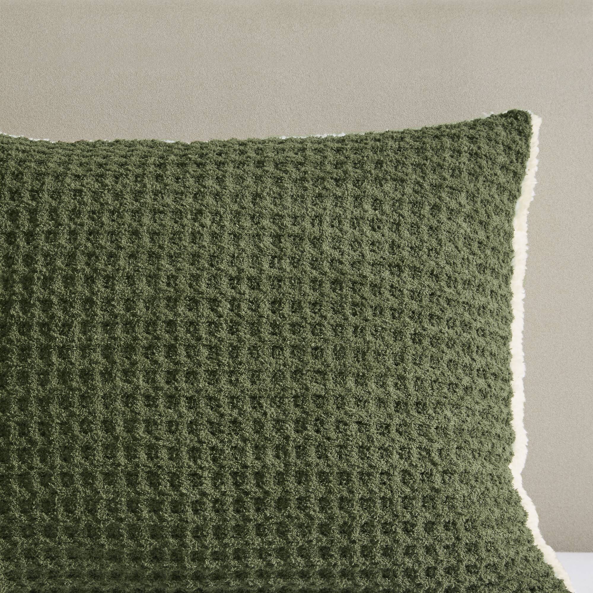 2 Piece Olive Waffle Knit Chenille Comforter Set - Image 12