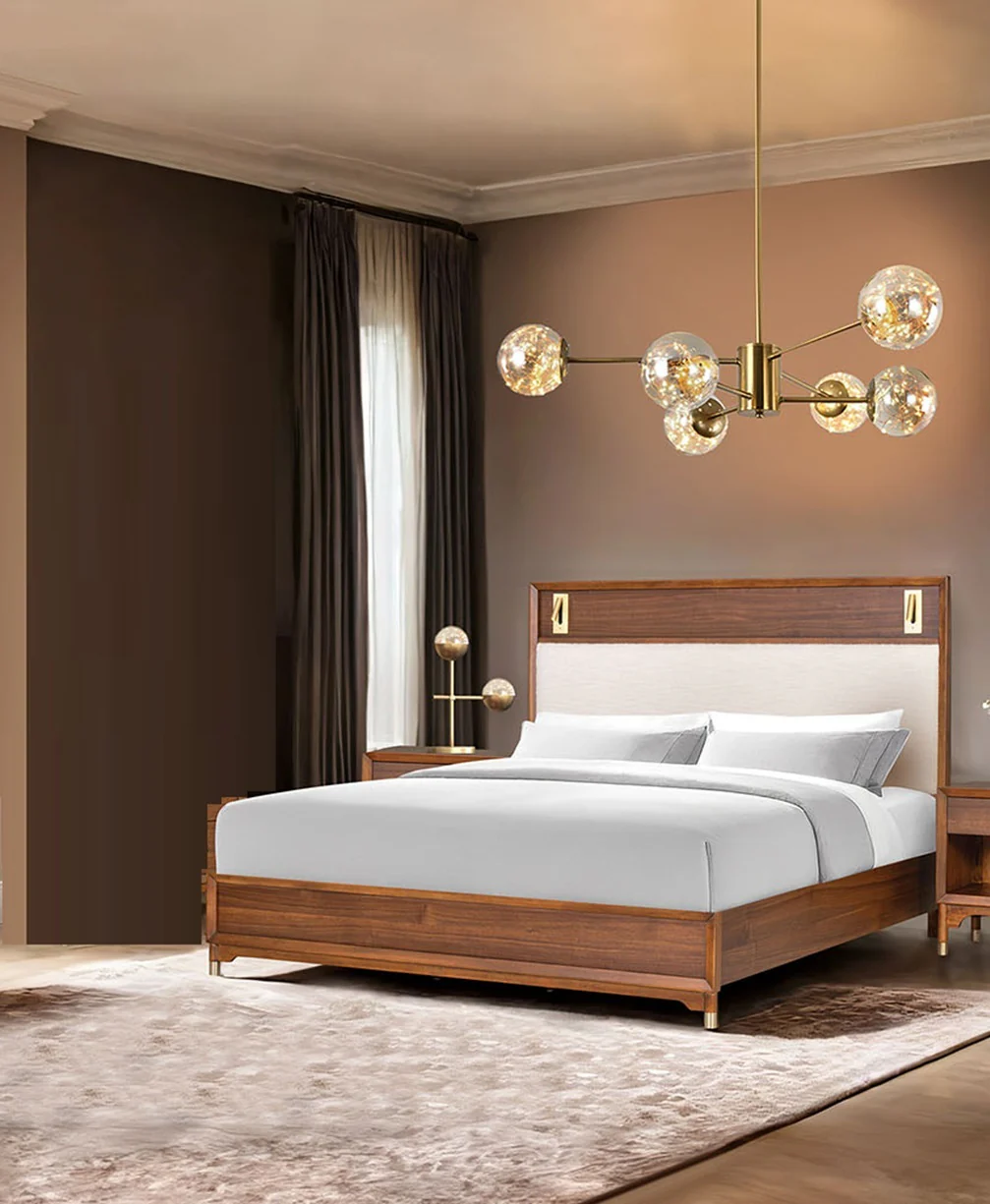 Edison Mid-Century Modern Upholstered Bed with Reading Light - Image 4