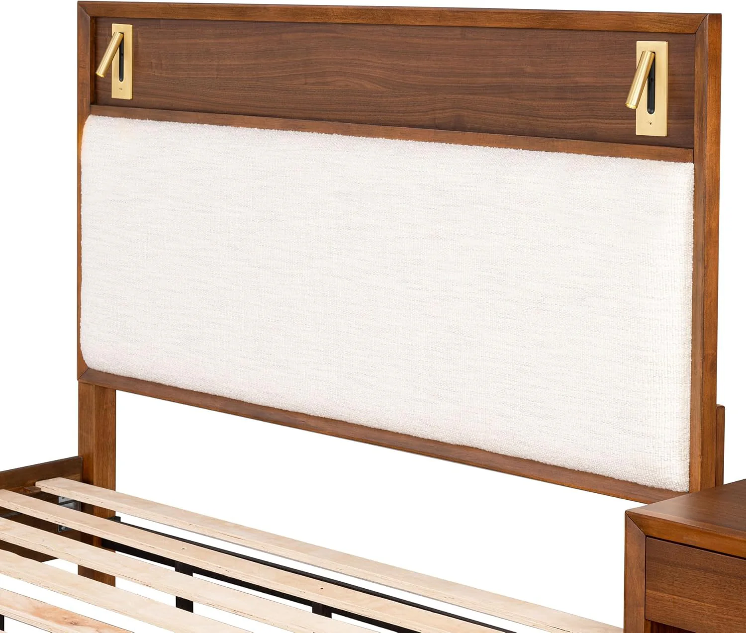 Edison Mid-Century Modern Upholstered Bed with Reading Light - Image 8