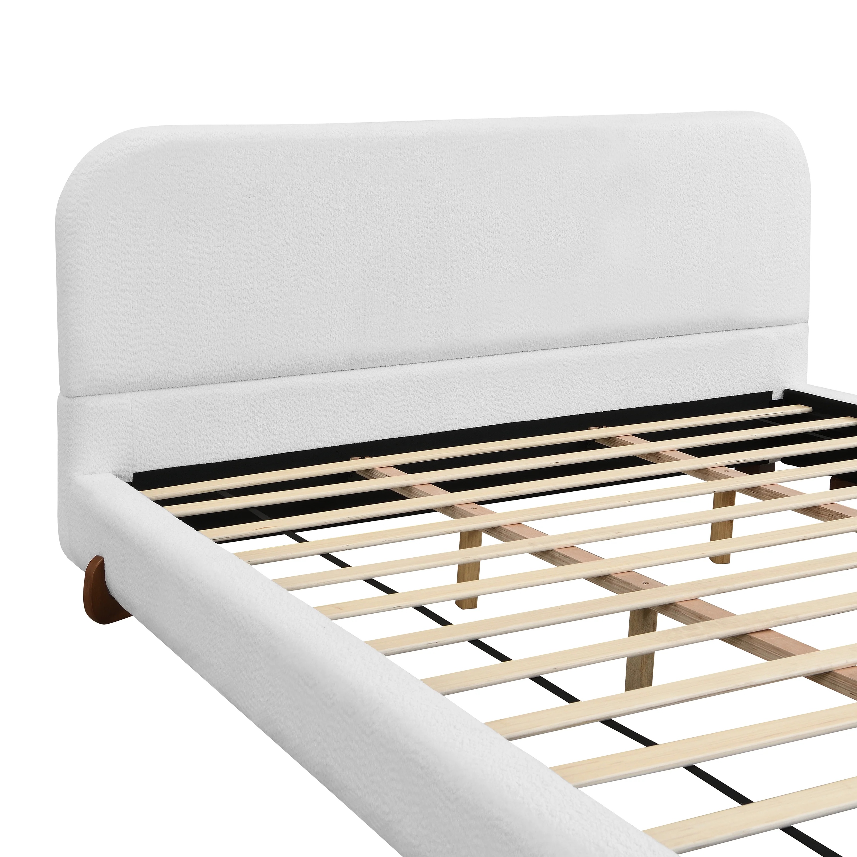 Fabric and Solid Wood Legs Upholstered Bed Frame - Image 17
