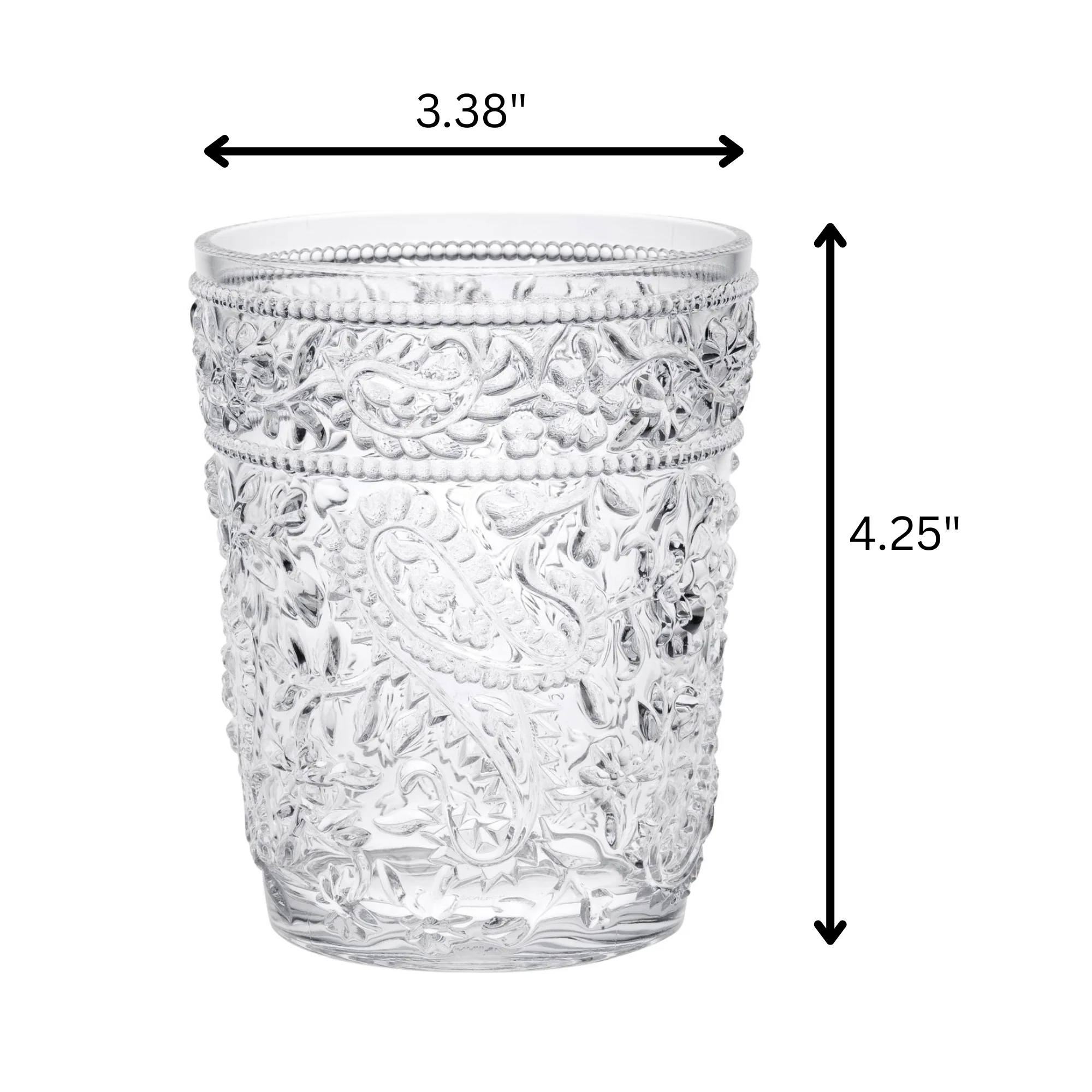 Paisley Acrylic Glasses Set of 4 DOF, BPA Free Cocktail Drinkware, Clear Plastic, 13oz - Image 3