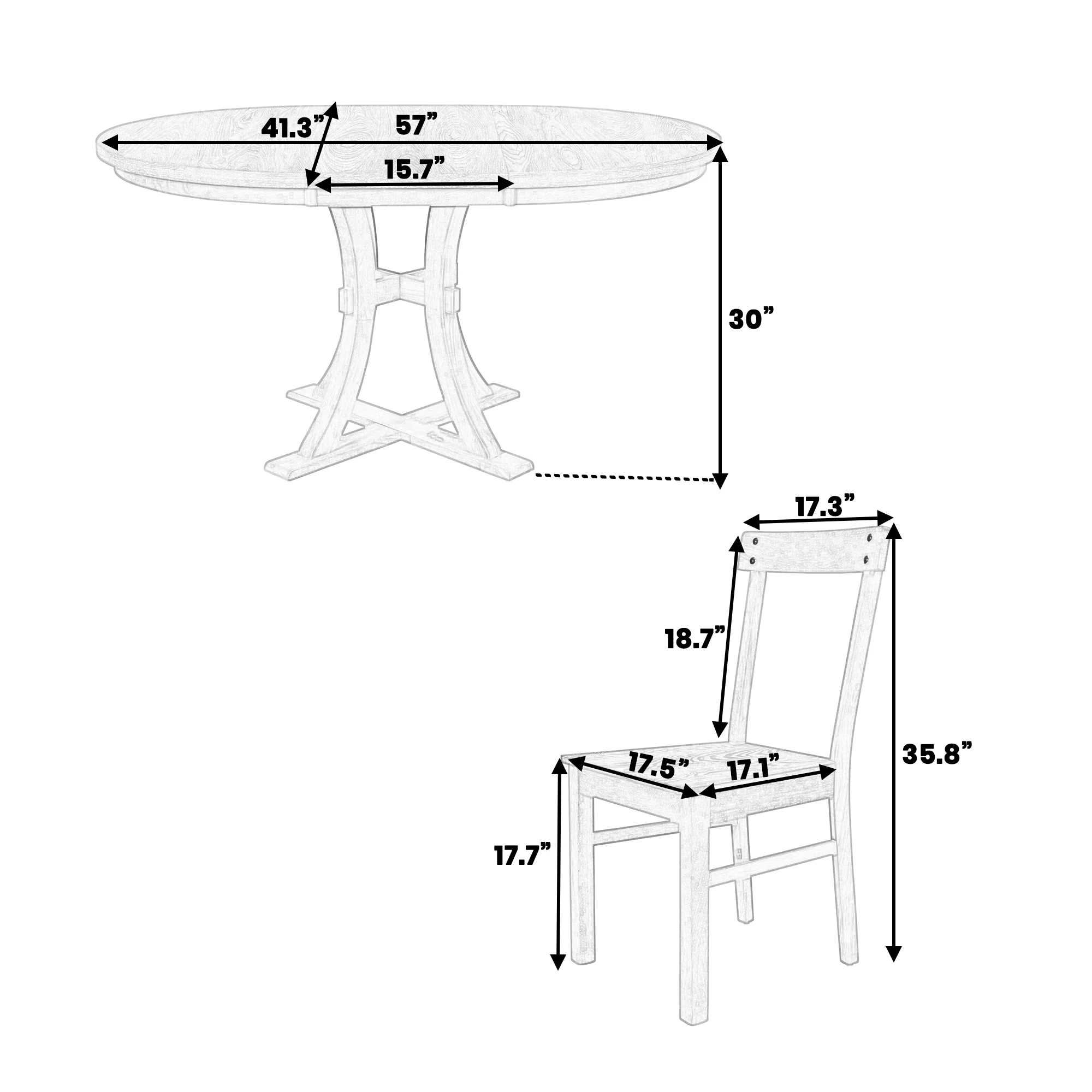 5-Piece Dining Set with Extendable Round Table and 4 Open Back Chairs - Image 10