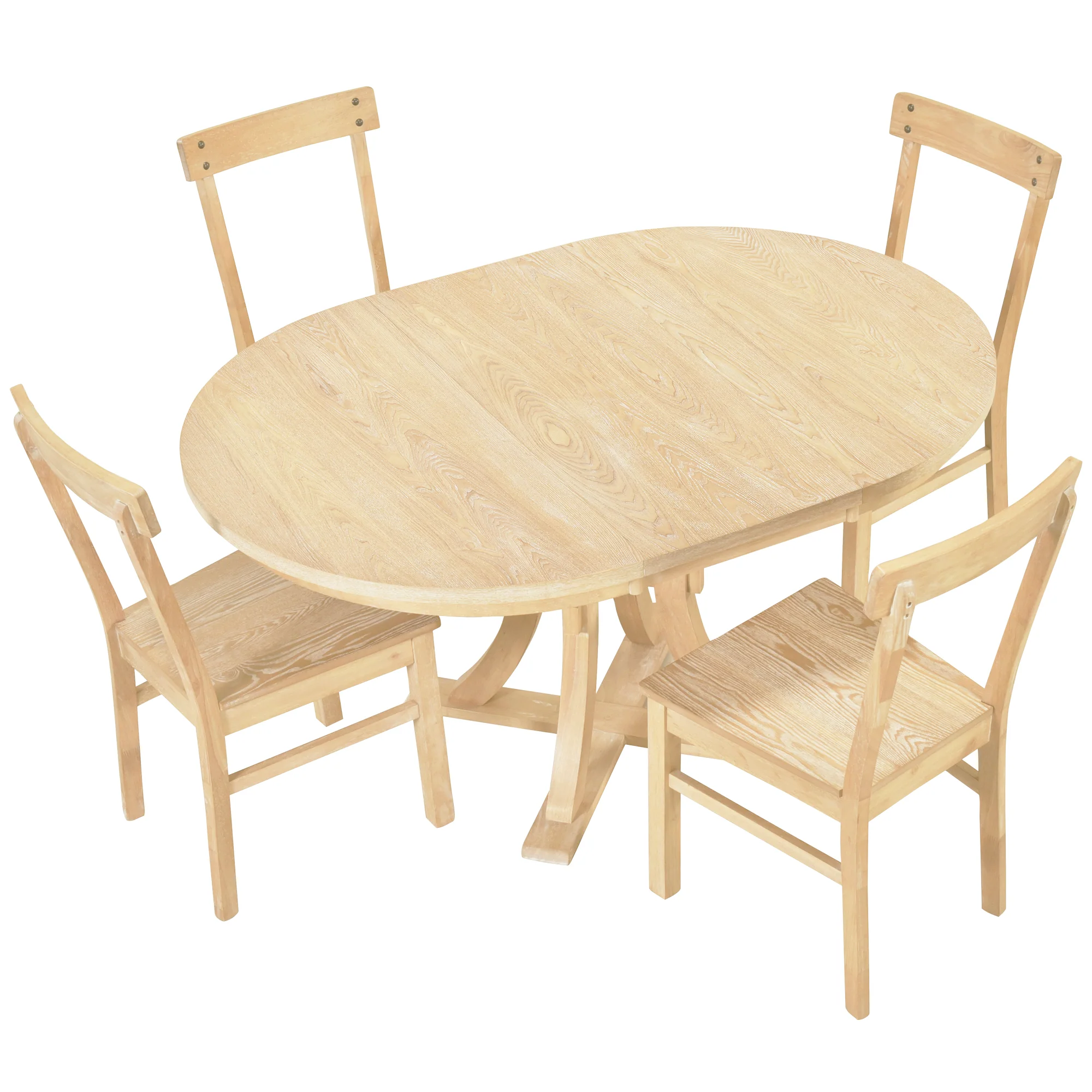 5-Piece Dining Set with Extendable Round Table and 4 Open Back Chairs - Image 4