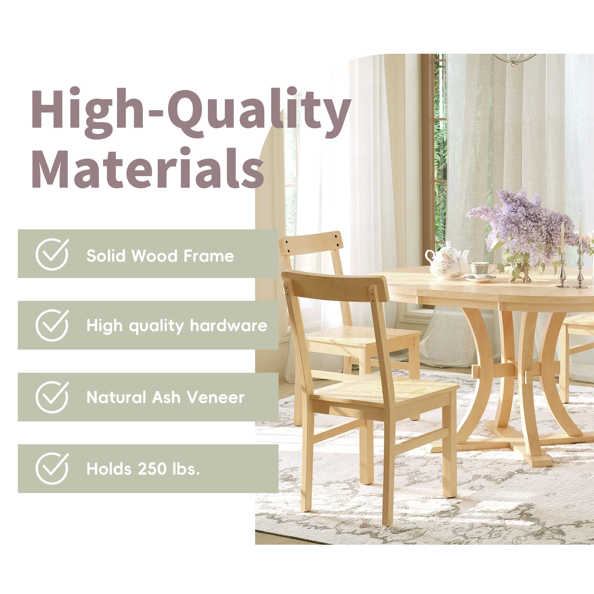 5-Piece Dining Set with Extendable Round Table and 4 Open Back Chairs - Image 7