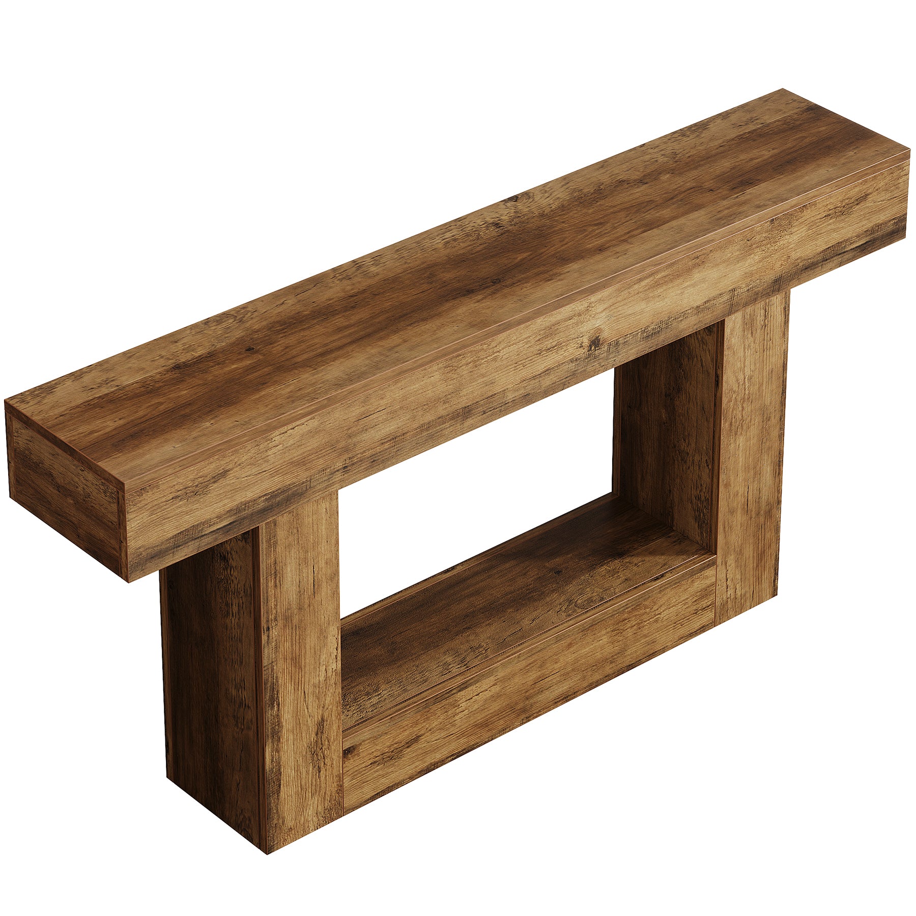 Pinehurst Farmhouse 2-Tier Entryway Table with U-Shaped Base - Image 14
