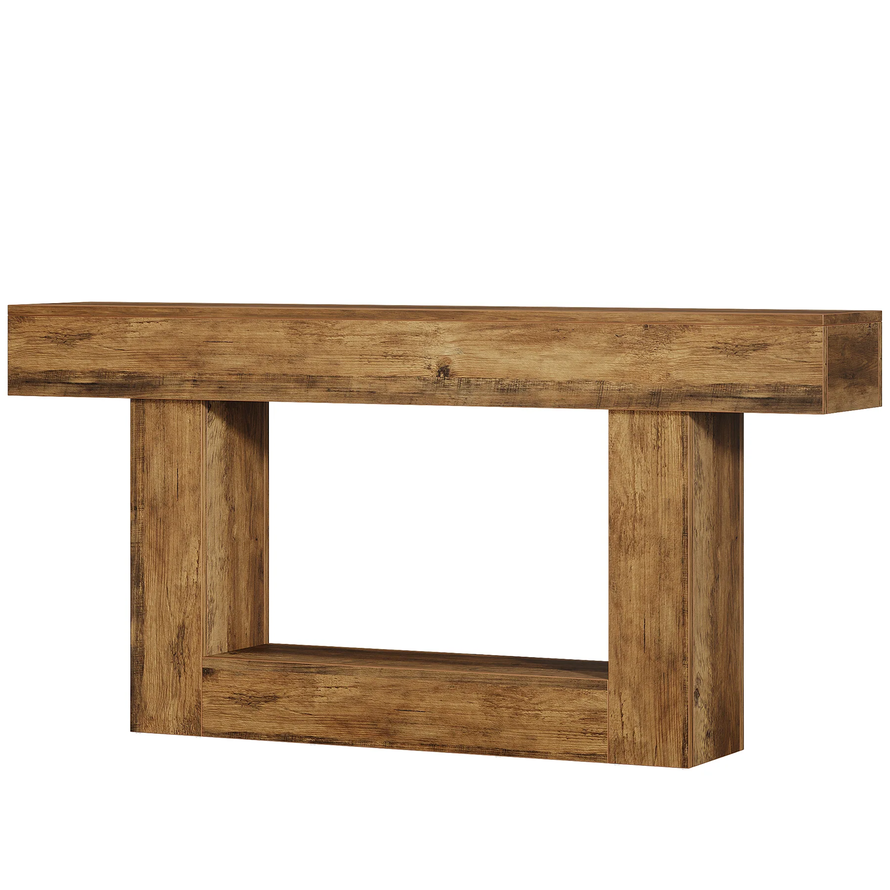 Pinehurst Farmhouse 2-Tier Entryway Table with U-Shaped Base - Image 7