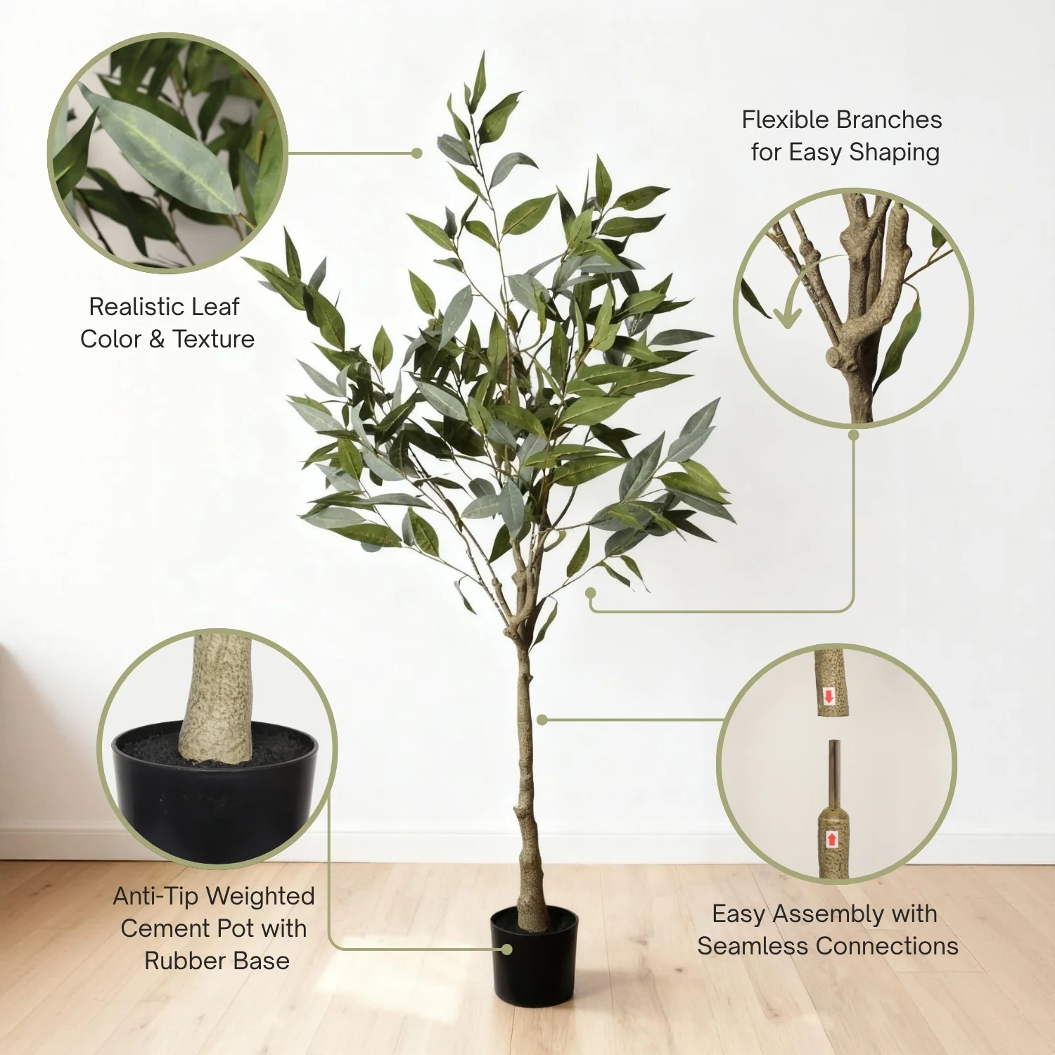 5ft Faux Eucalyptus Tree - Image 6