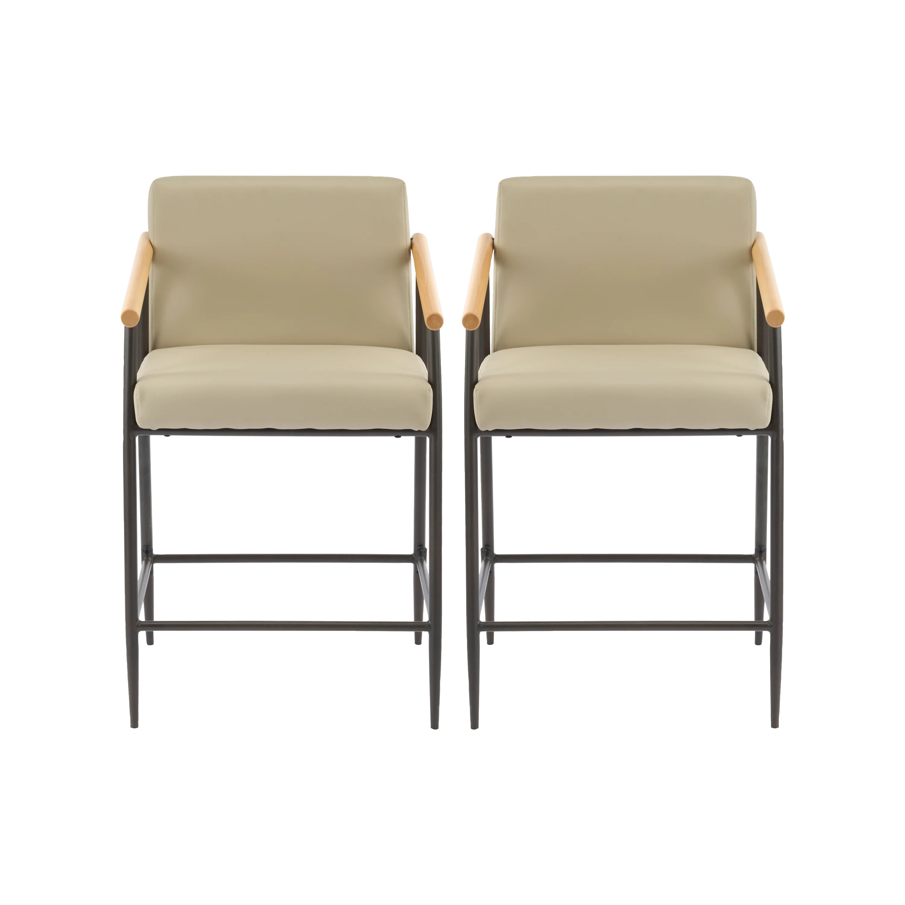 Kentwood Square Back Upholstered Counter Stool with Iron Frame, Set of 2 - Image 18
