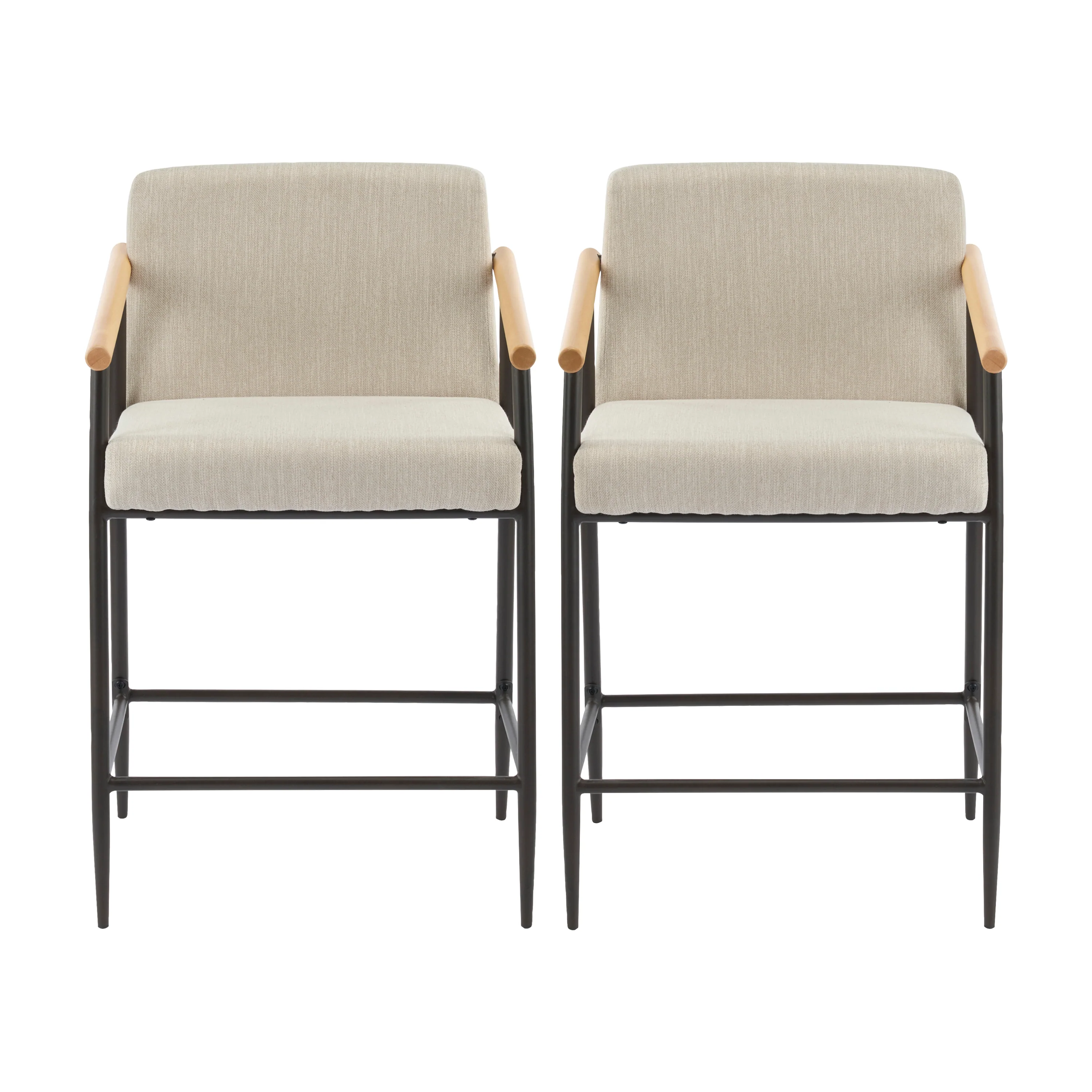 Kentwood Square Back Upholstered Counter Stool with Iron Frame, Set of 2 - Image 29