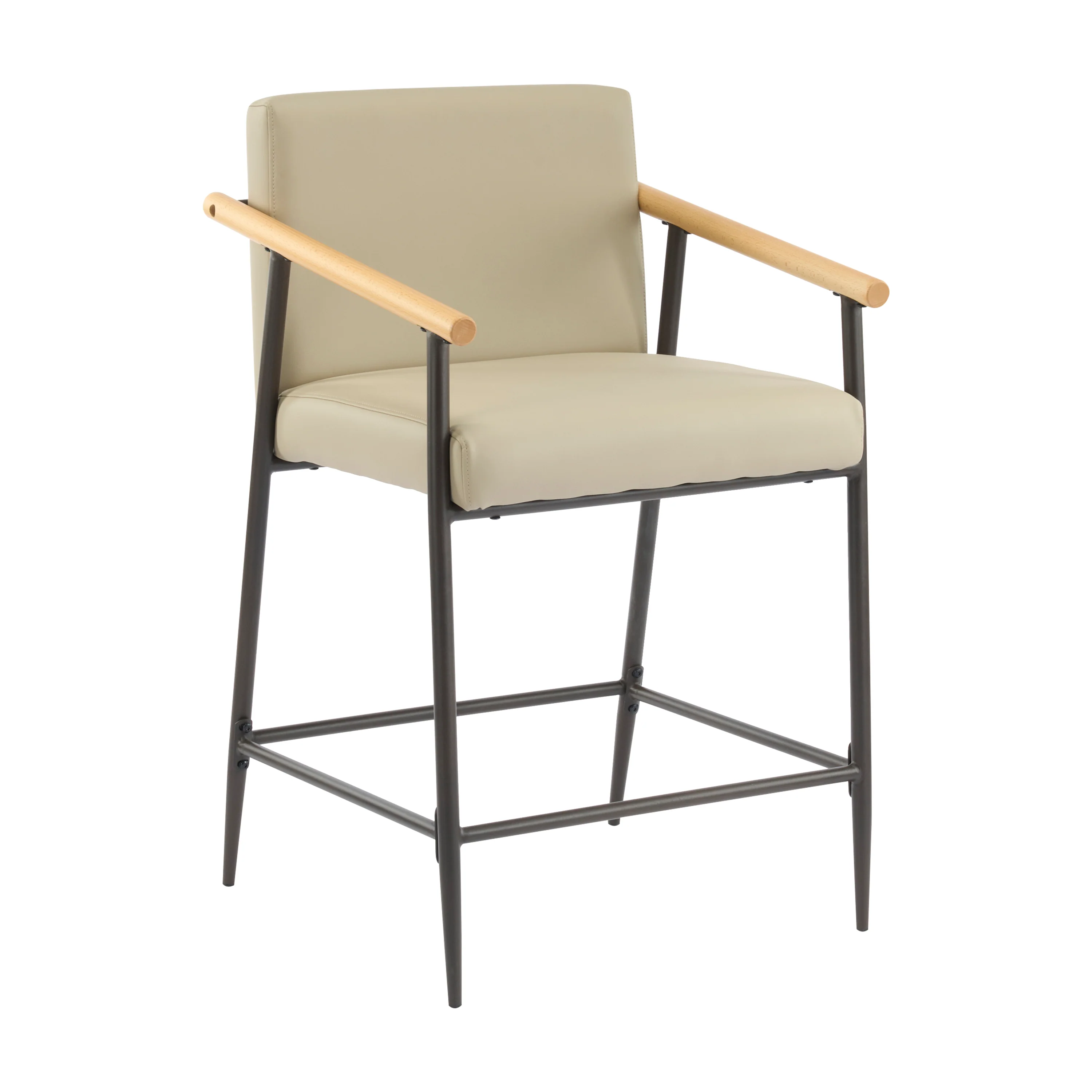 Kentwood Square Back Upholstered Counter Stool with Iron Frame, Set of 2 - Image 4