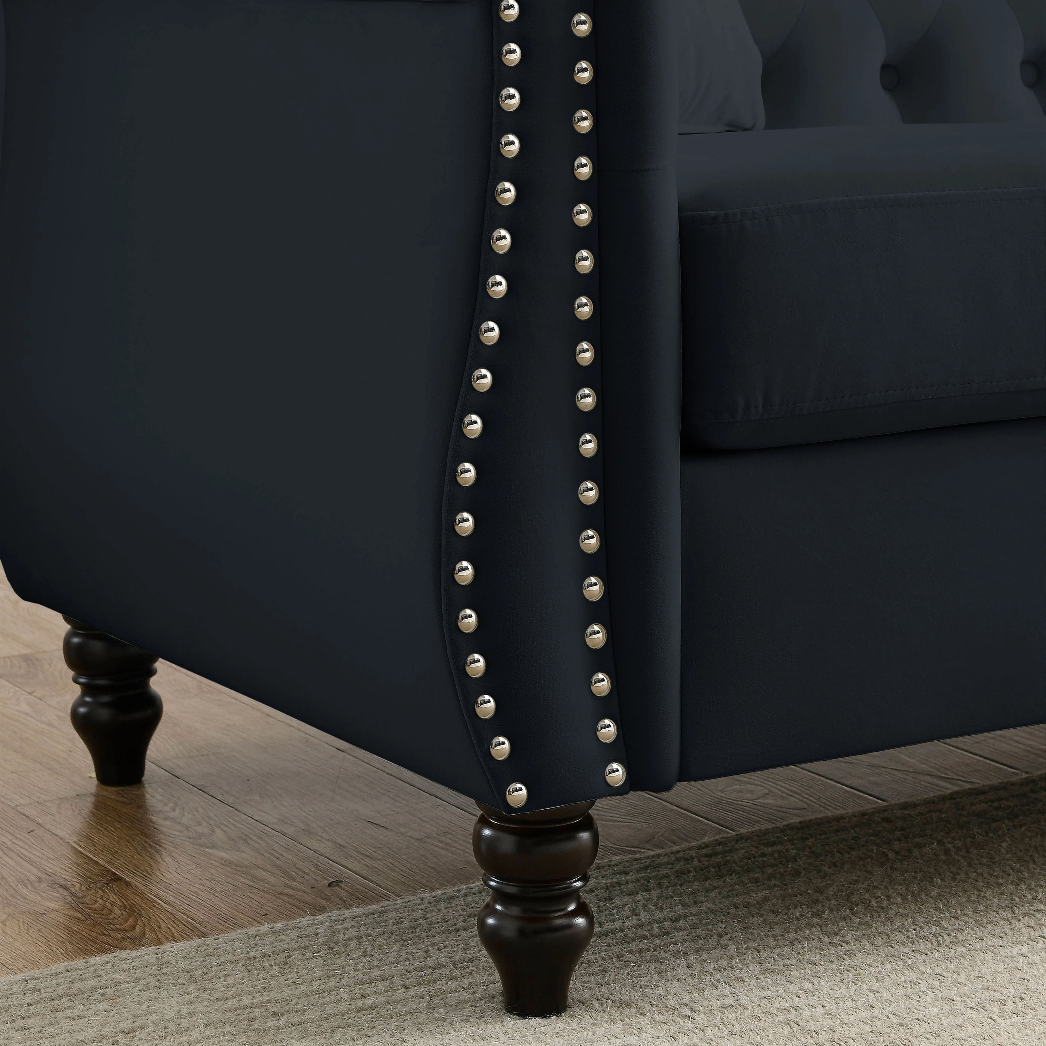 Nailhead Velvet Chesterfield Loveseat - Image 23