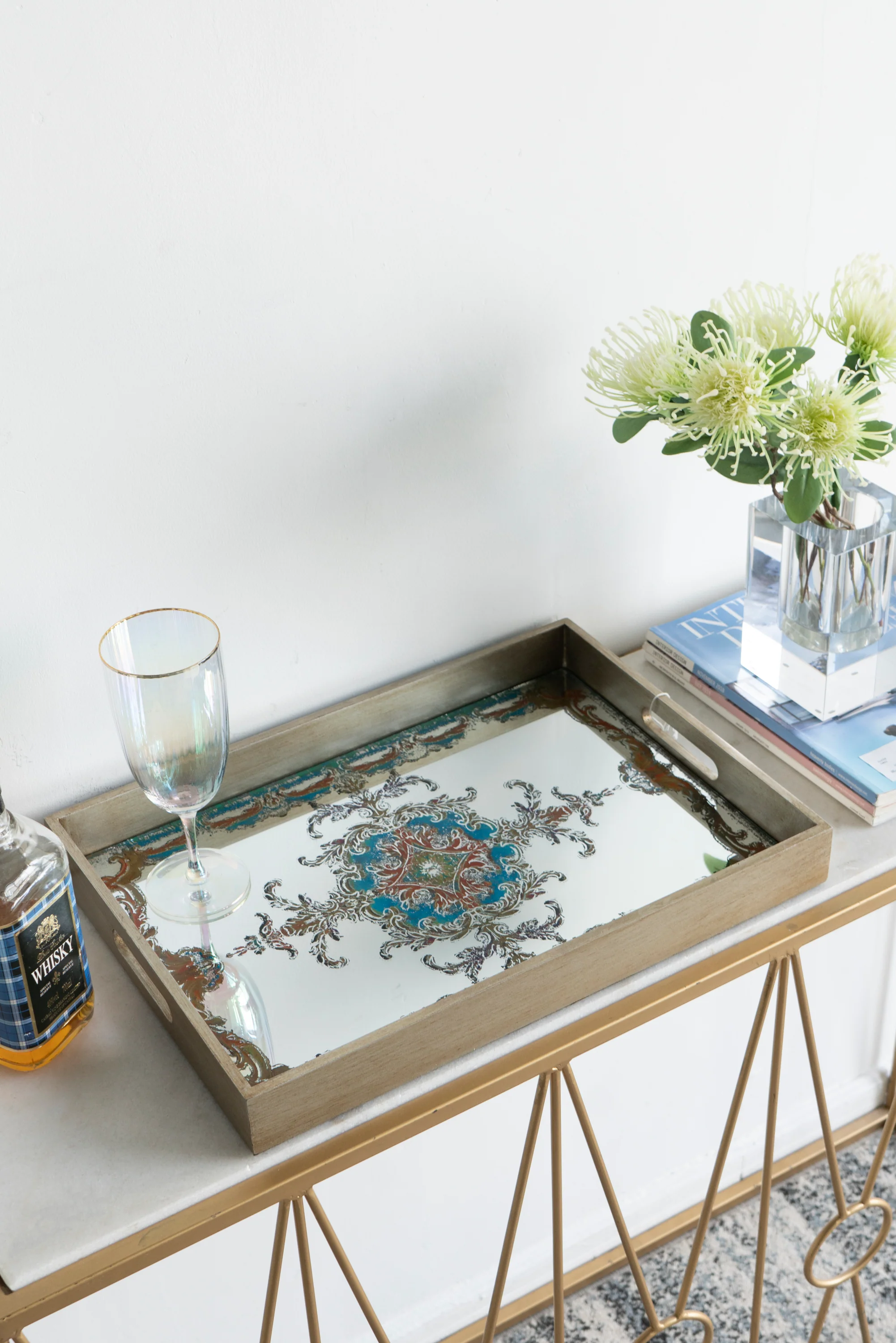 Baroque Medallion Mirrored Decorative Tray - Image 7