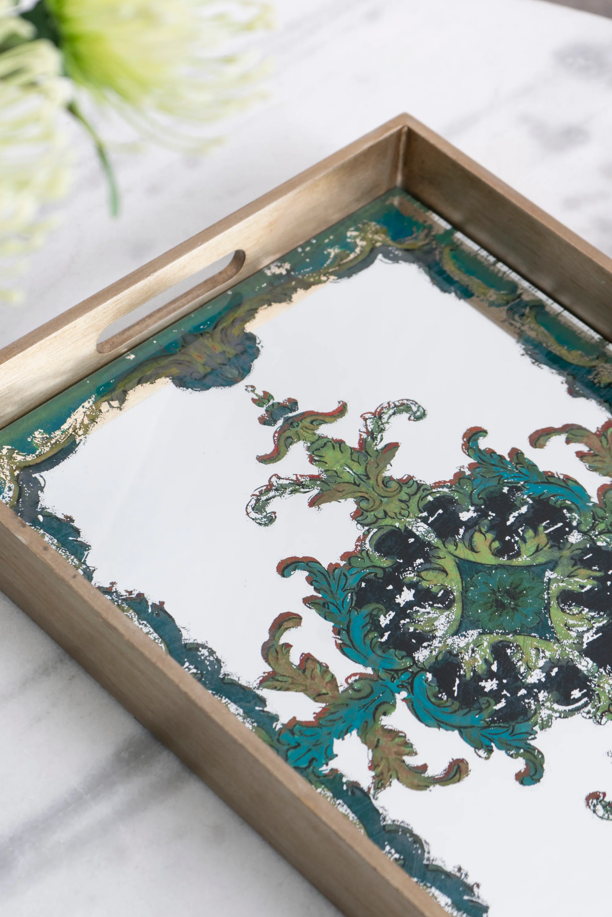 Baroque Medallion Mirrored Decorative Tray - Image 8