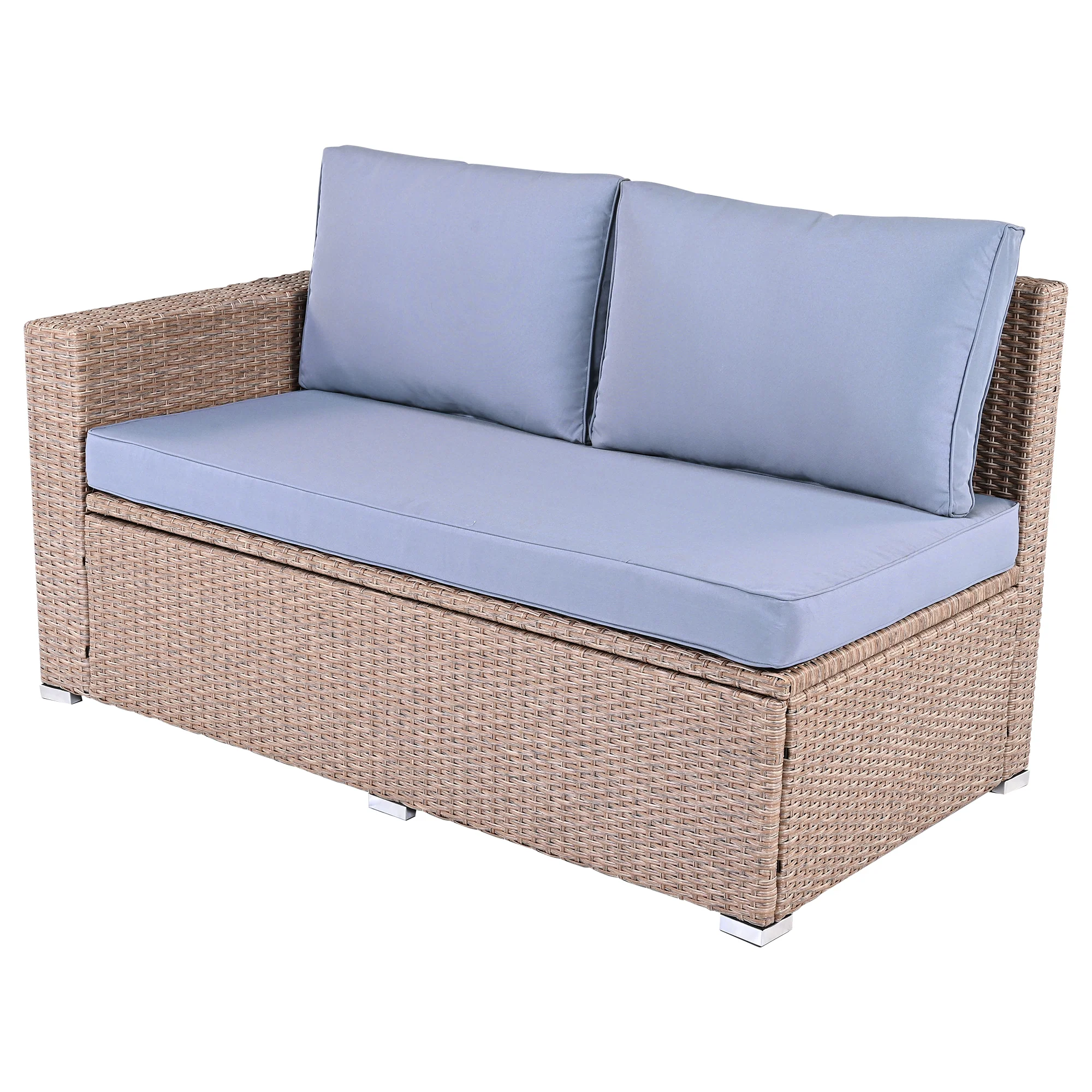 6-Piece Outdoor Rattan Sofa Set with Adjustable Seating, Glass Tabletop and Storage Box - Image 6