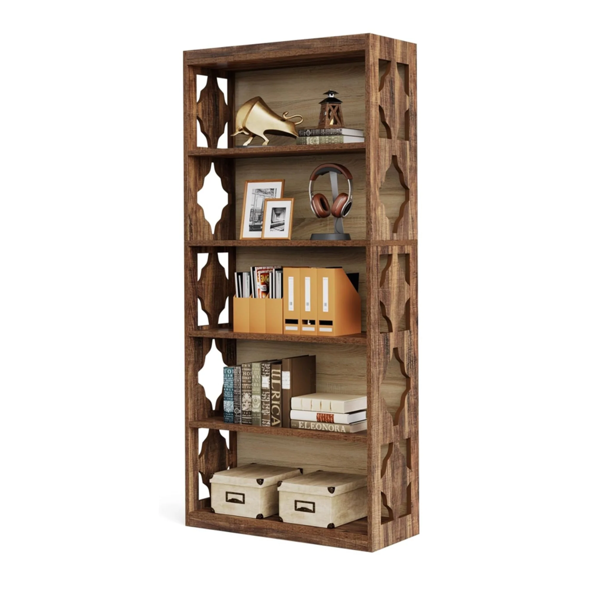 6-Tier Modern Rhombus Open Bookcase Storage Shelves - Image 5