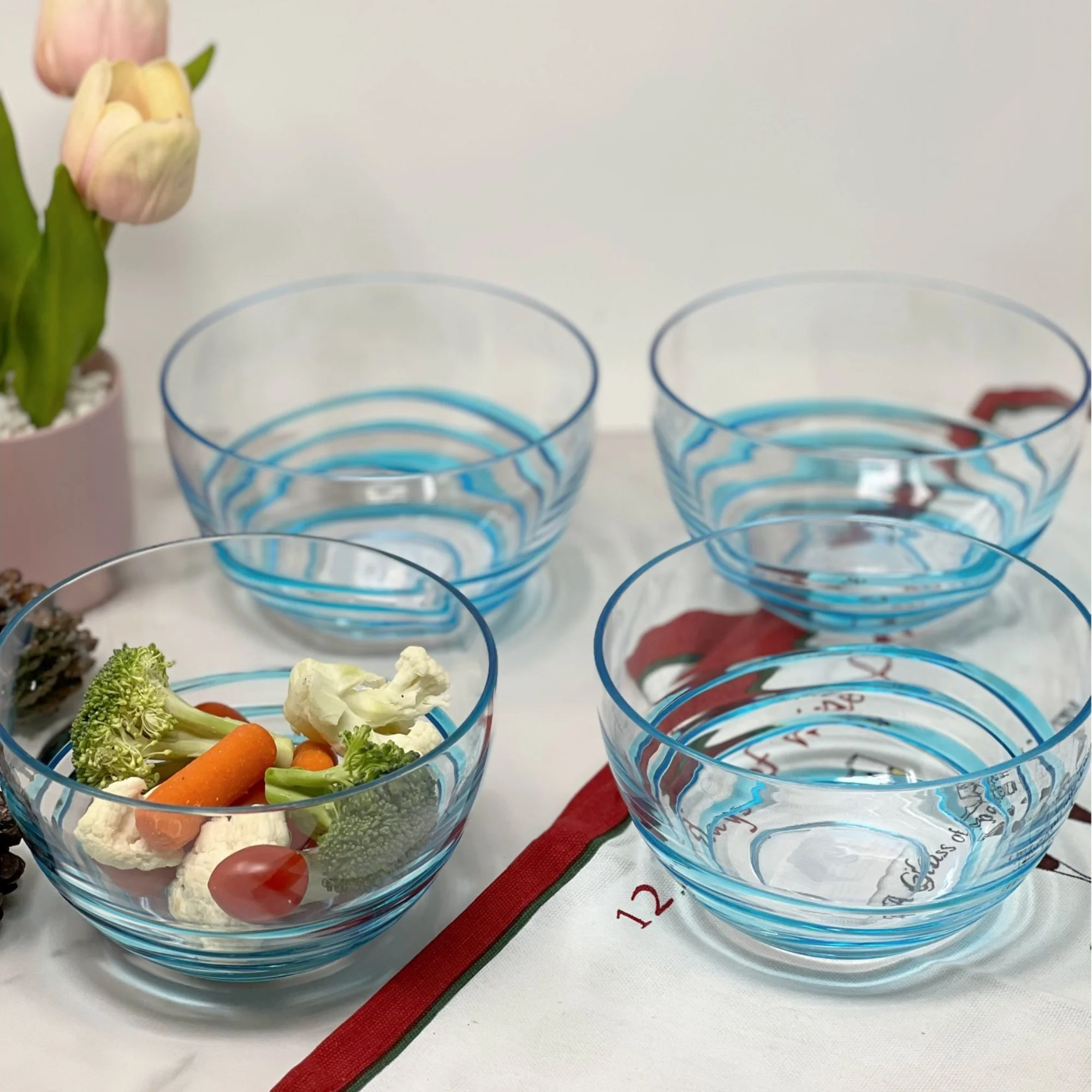Swirl Acrylic Serving Bowls, Unbreakable Small Plastic Bowls, Soup and Salad Bowls, BPA Free, Blue - Image 8