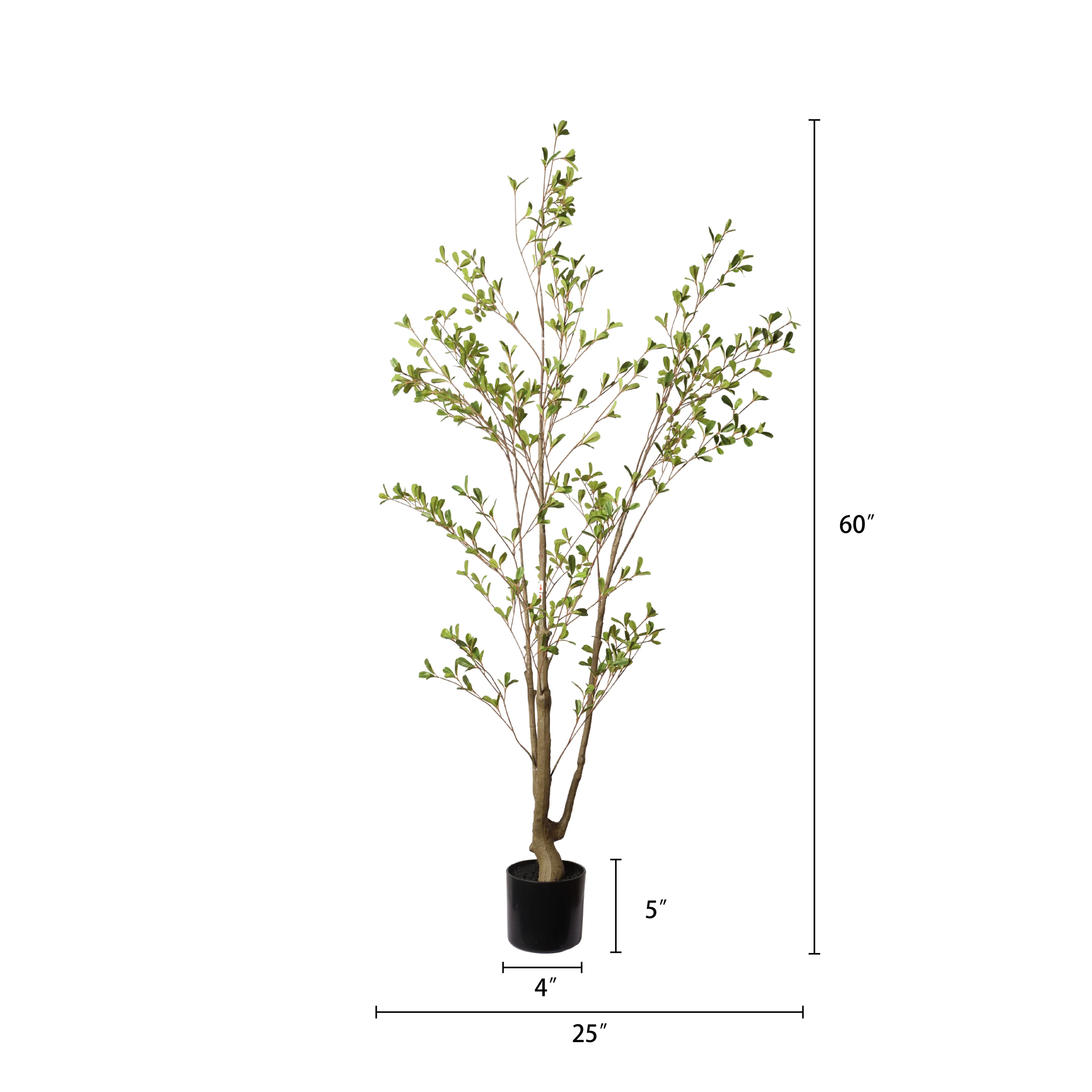 60" Lifelike Faux Olive Tree with Black Plastic Pot - Image 3