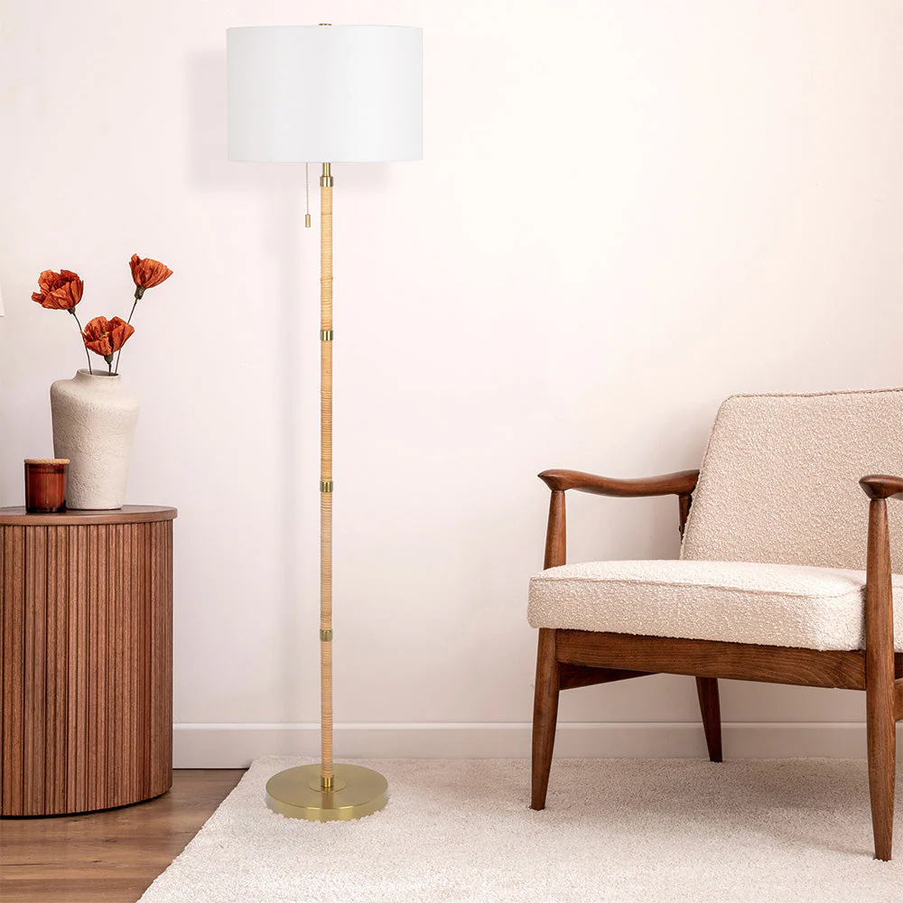 61.5" Floor Lamp with Linen Shade and Pull Chain Switch - Image 2