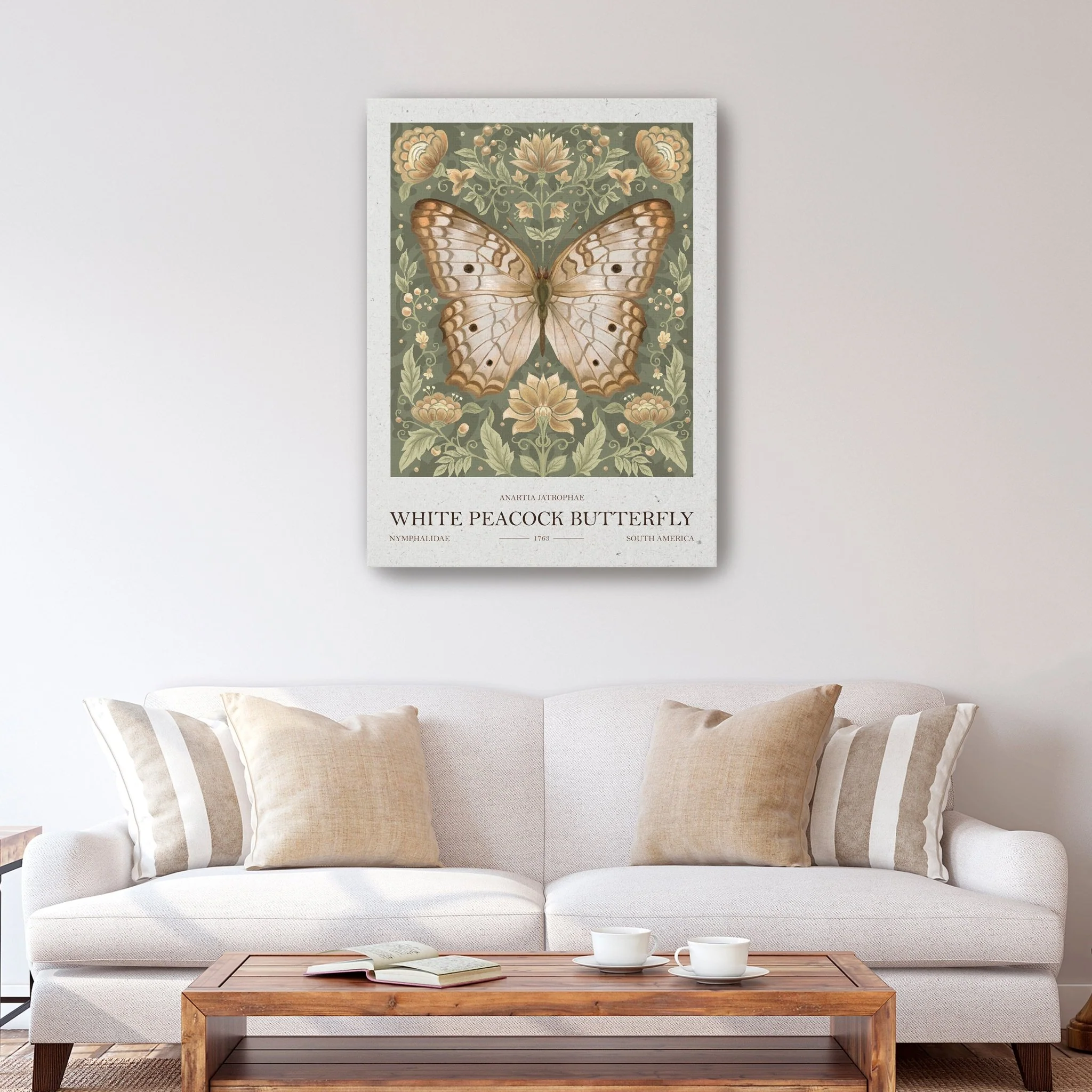 White Peacock Butterfly Canvas Giclee - Image 5
