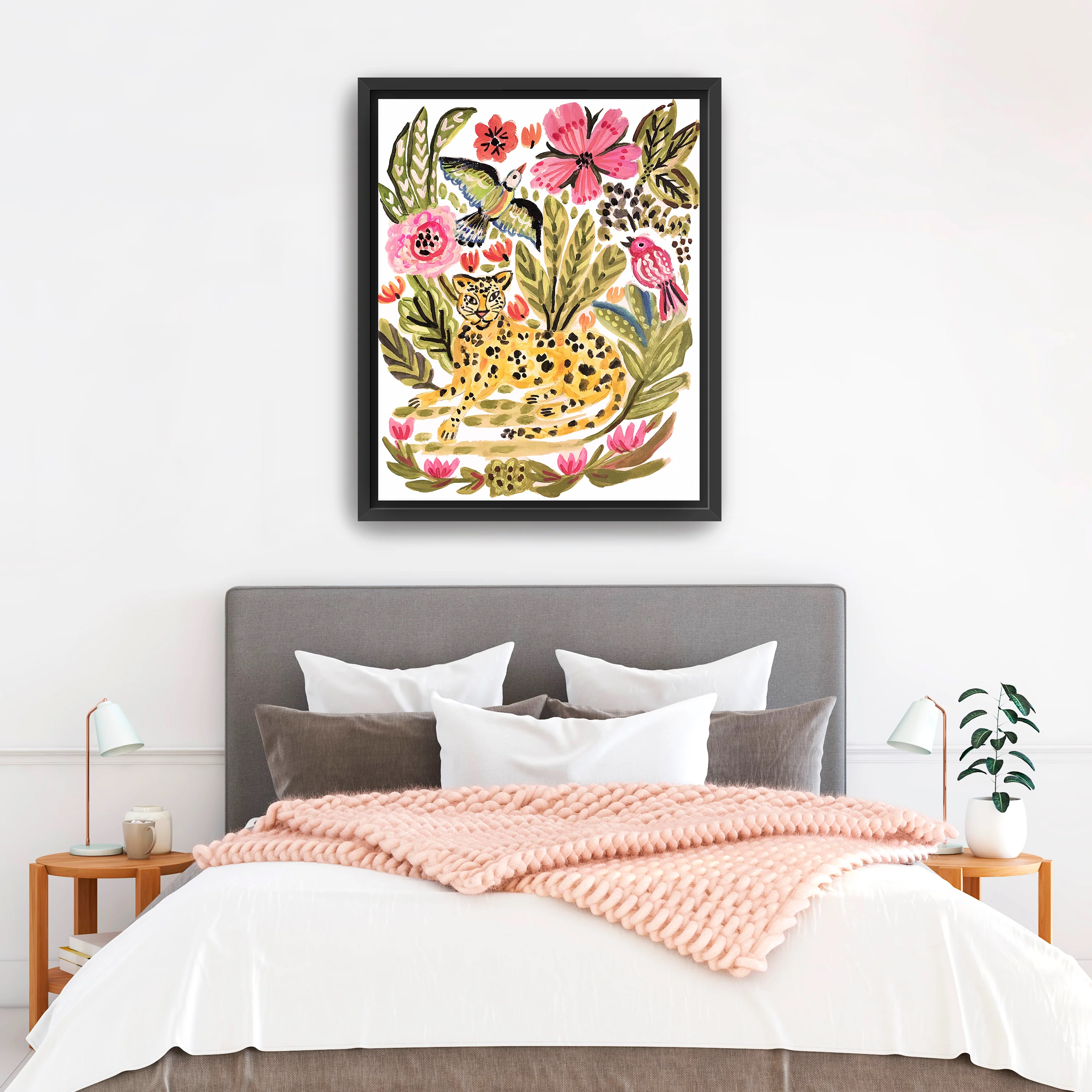 Jungle Cat With Two Birds Canvas Giclee - Image 5