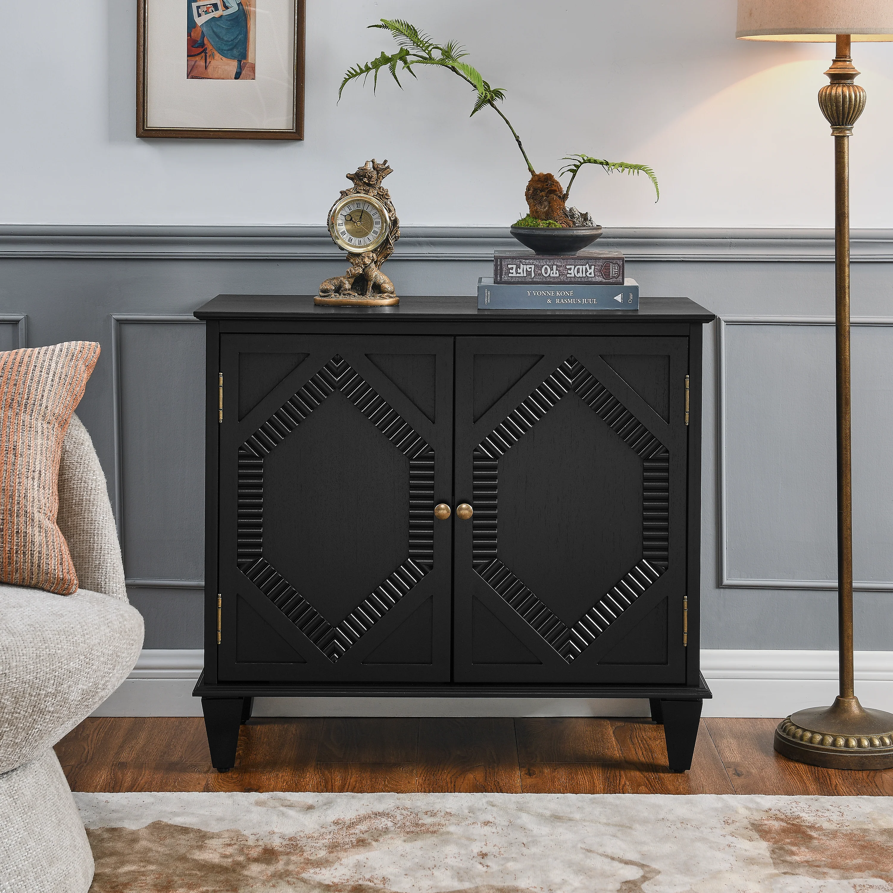 65.2' Mid Century Modern Geometric Accent Cabinet with Storage - Image 13