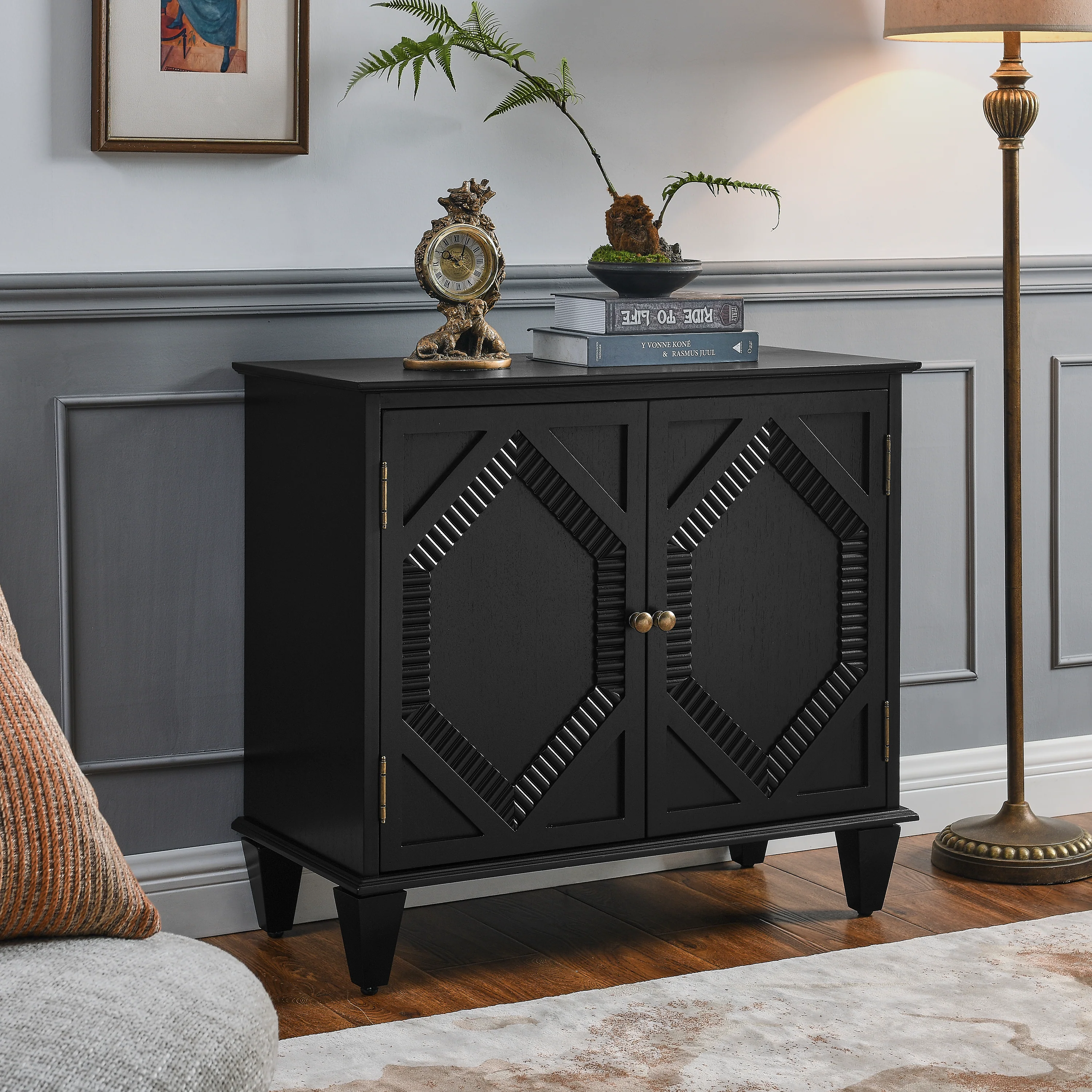 65.2' Mid Century Modern Geometric Accent Cabinet with Storage - Image 14