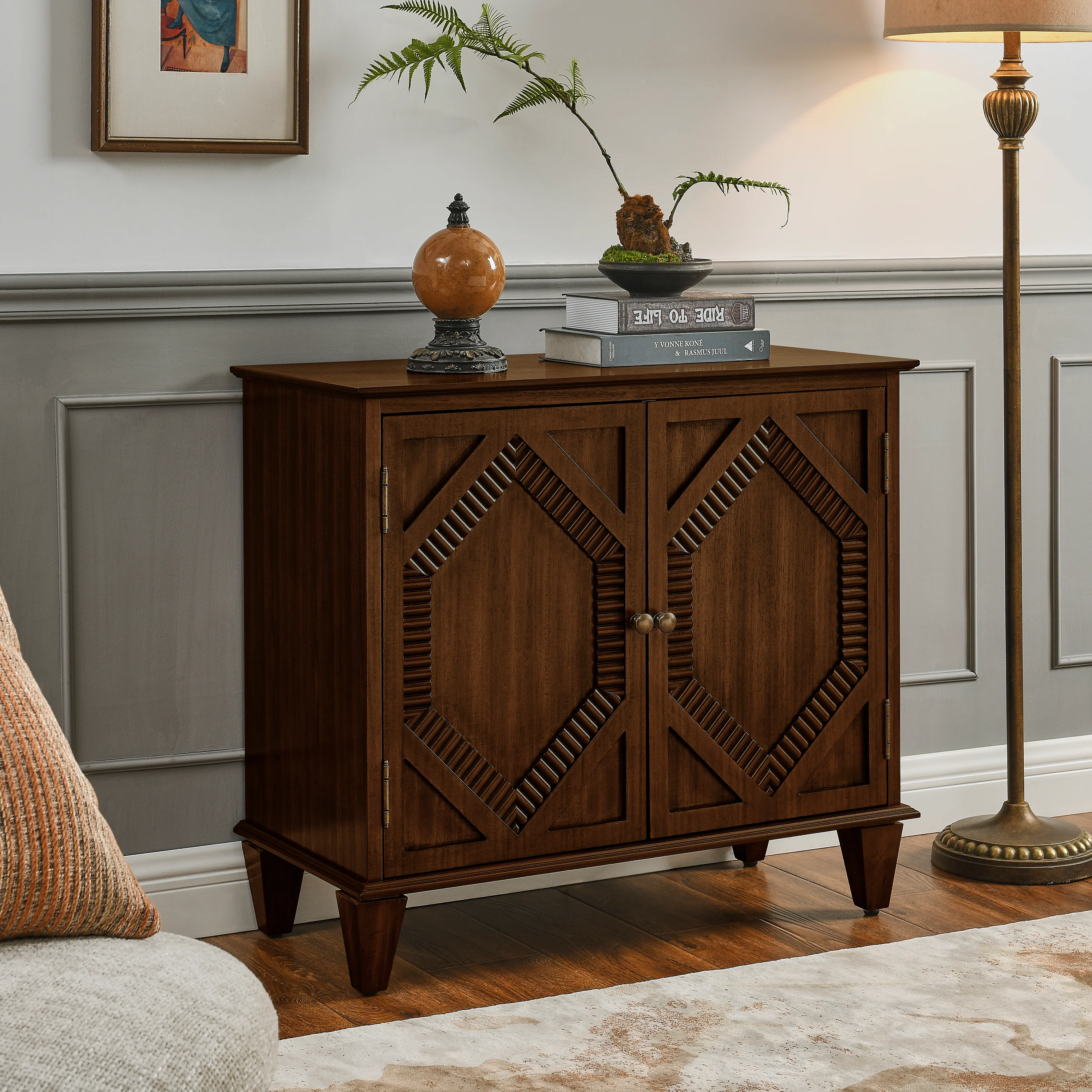 65.2' Mid Century Modern Geometric Accent Cabinet with Storage - Image 2