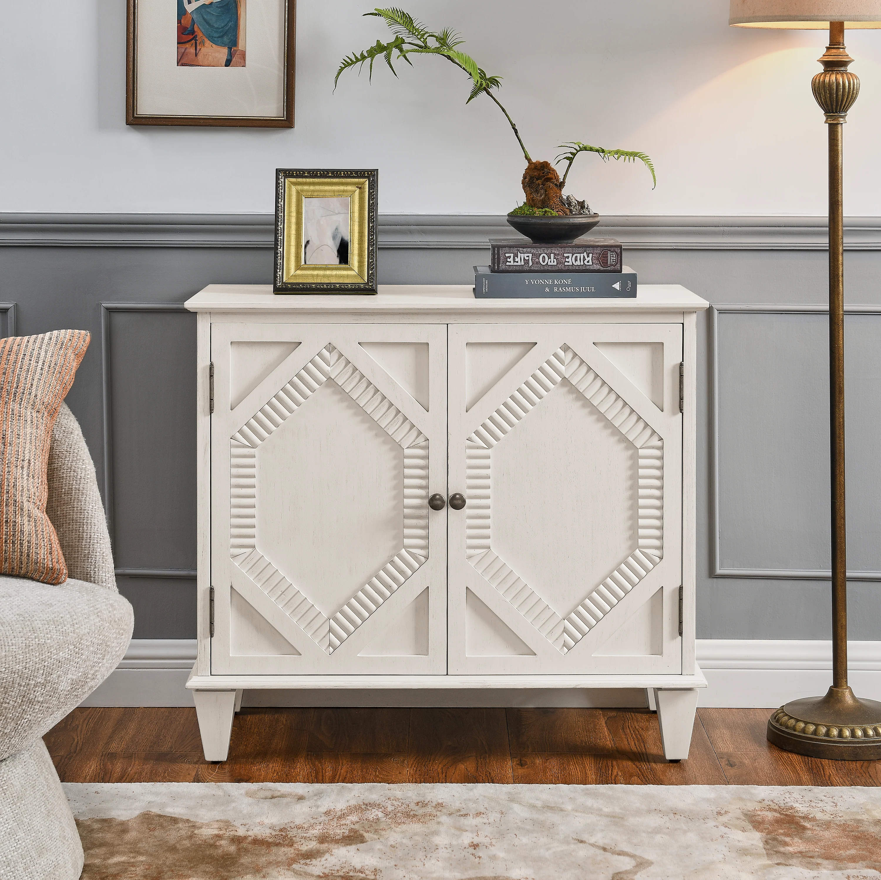 65.2' Mid Century Modern Geometric Accent Cabinet with Storage - Image 25