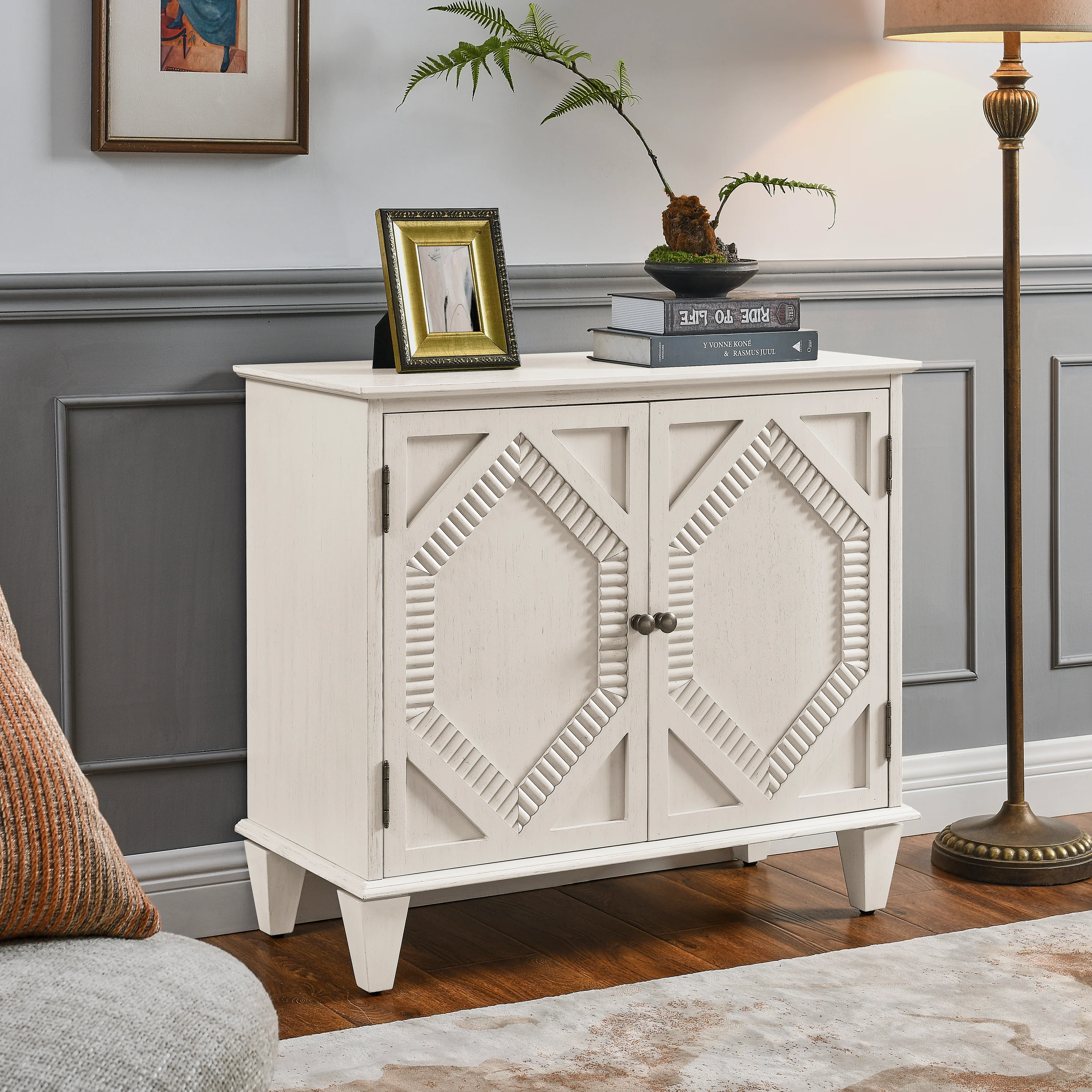 65.2' Mid Century Modern Geometric Accent Cabinet with Storage - Image 26