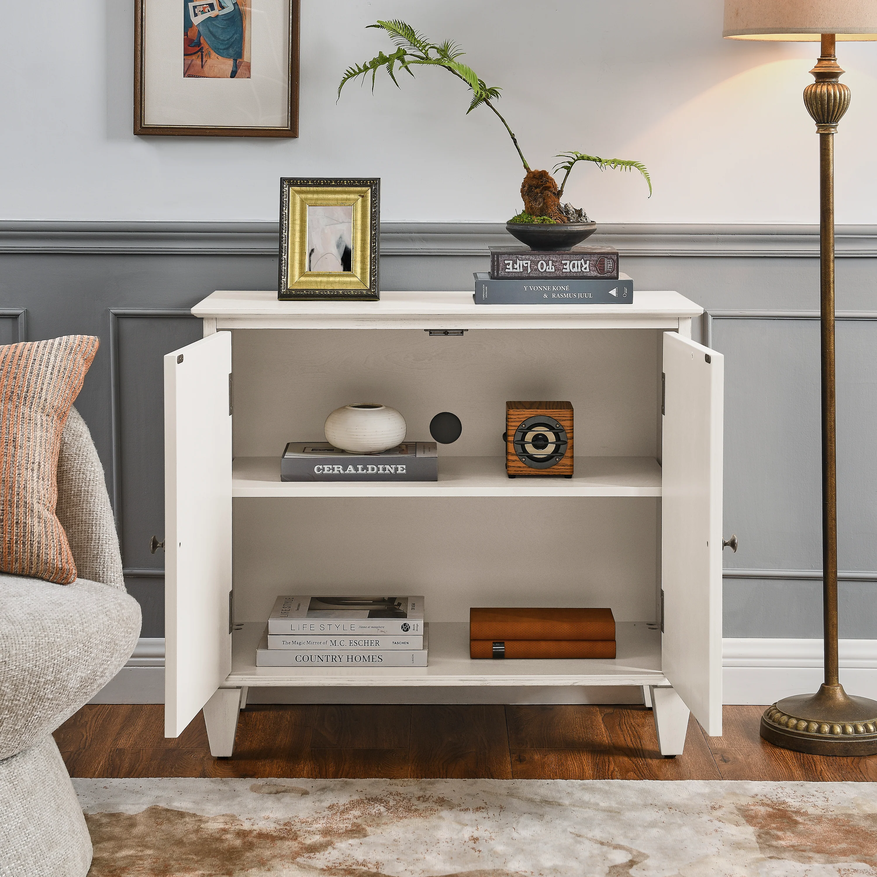 65.2' Mid Century Modern Geometric Accent Cabinet with Storage - Image 27