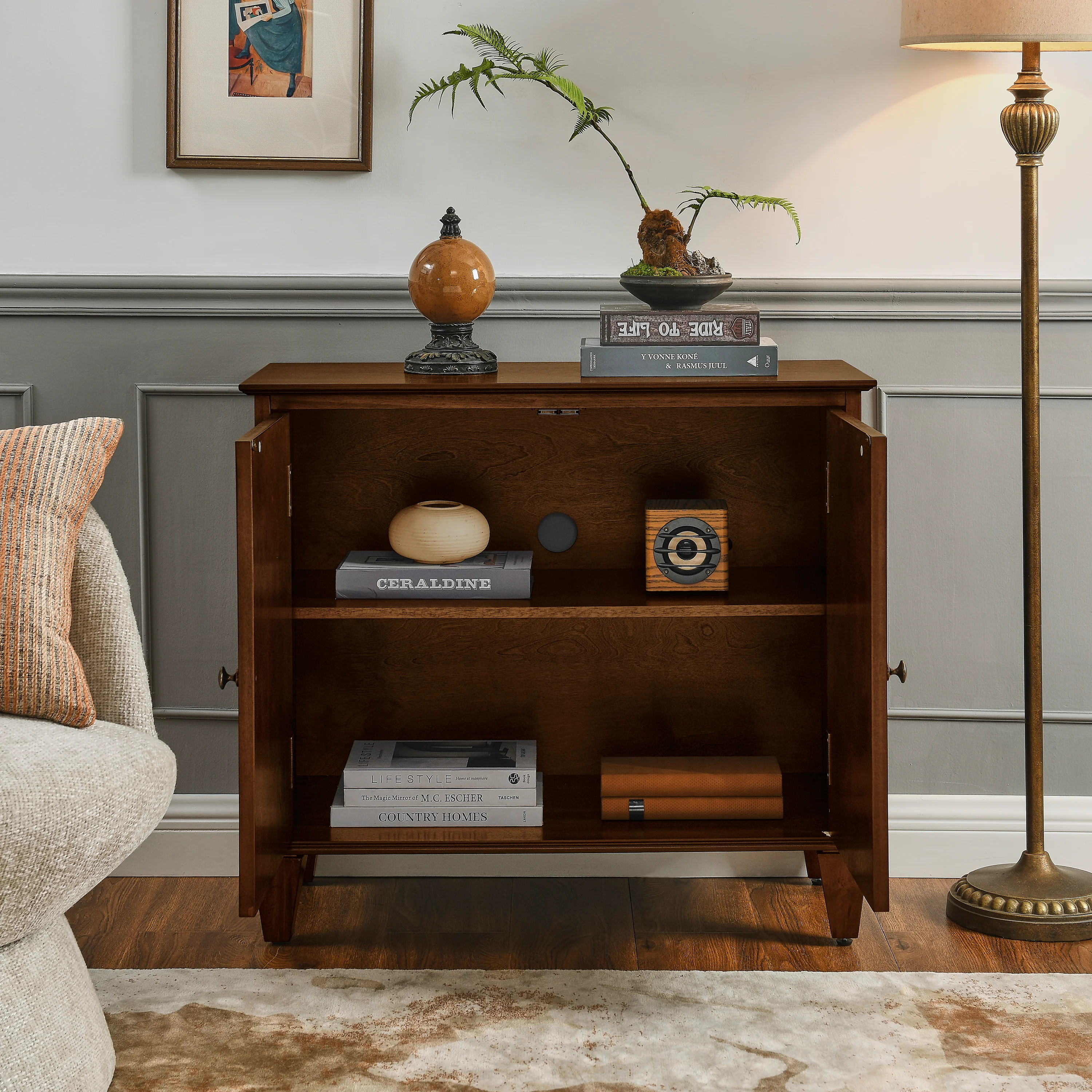 65.2' Mid Century Modern Geometric Accent Cabinet with Storage - Image 3