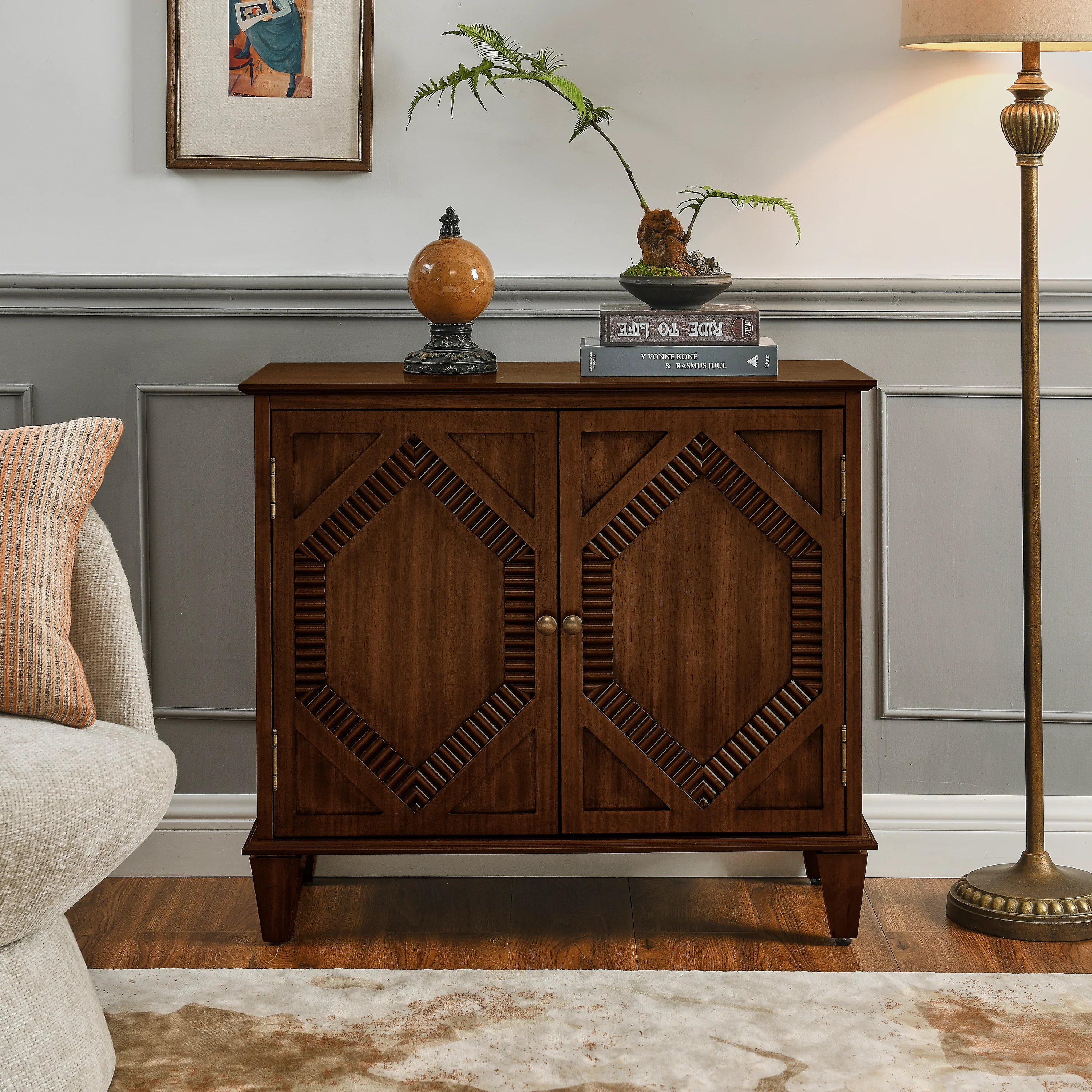 65.2' Mid Century Modern Geometric Accent Cabinet with Storage - Image 37