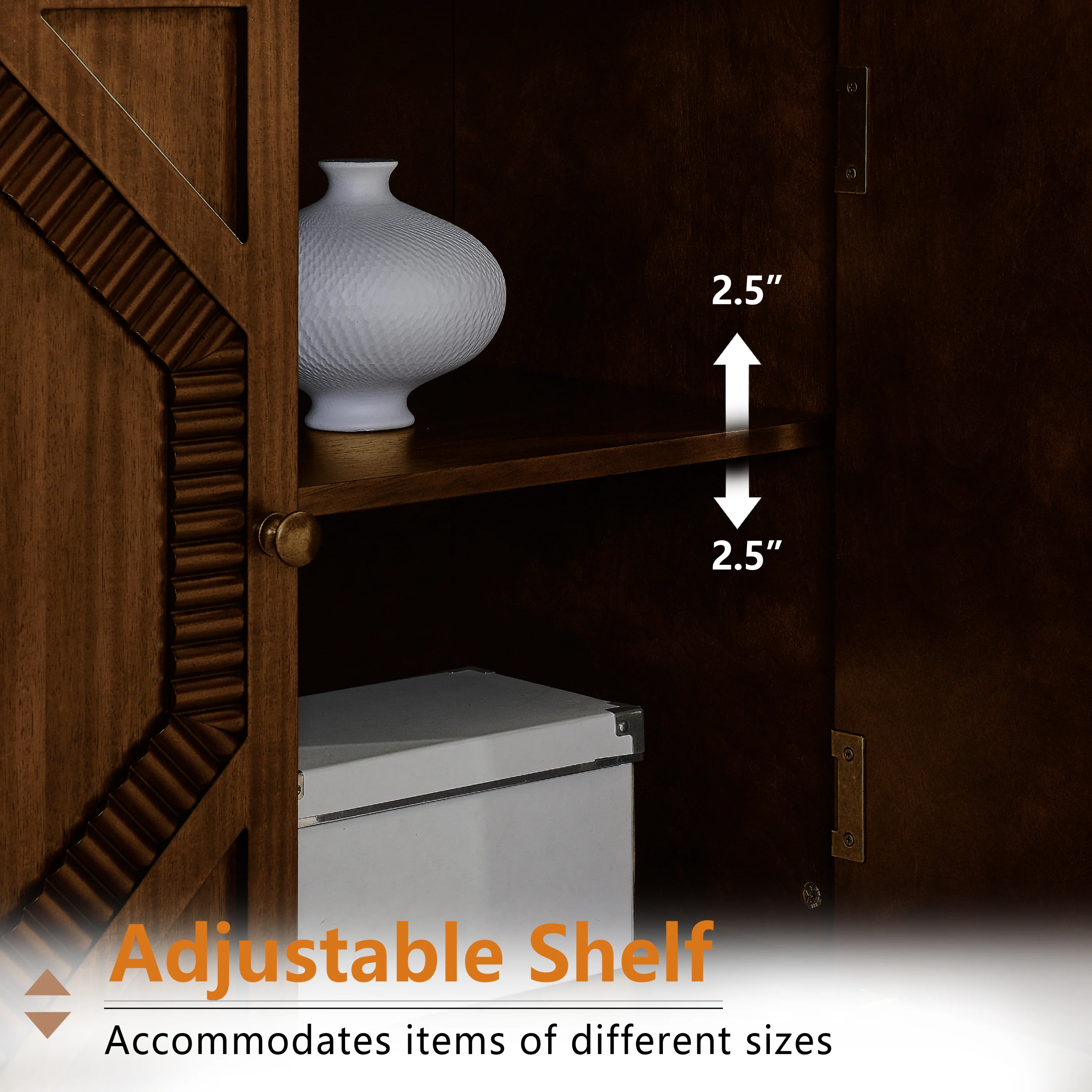 65.2' Mid Century Modern Geometric Accent Cabinet with Storage - Image 4
