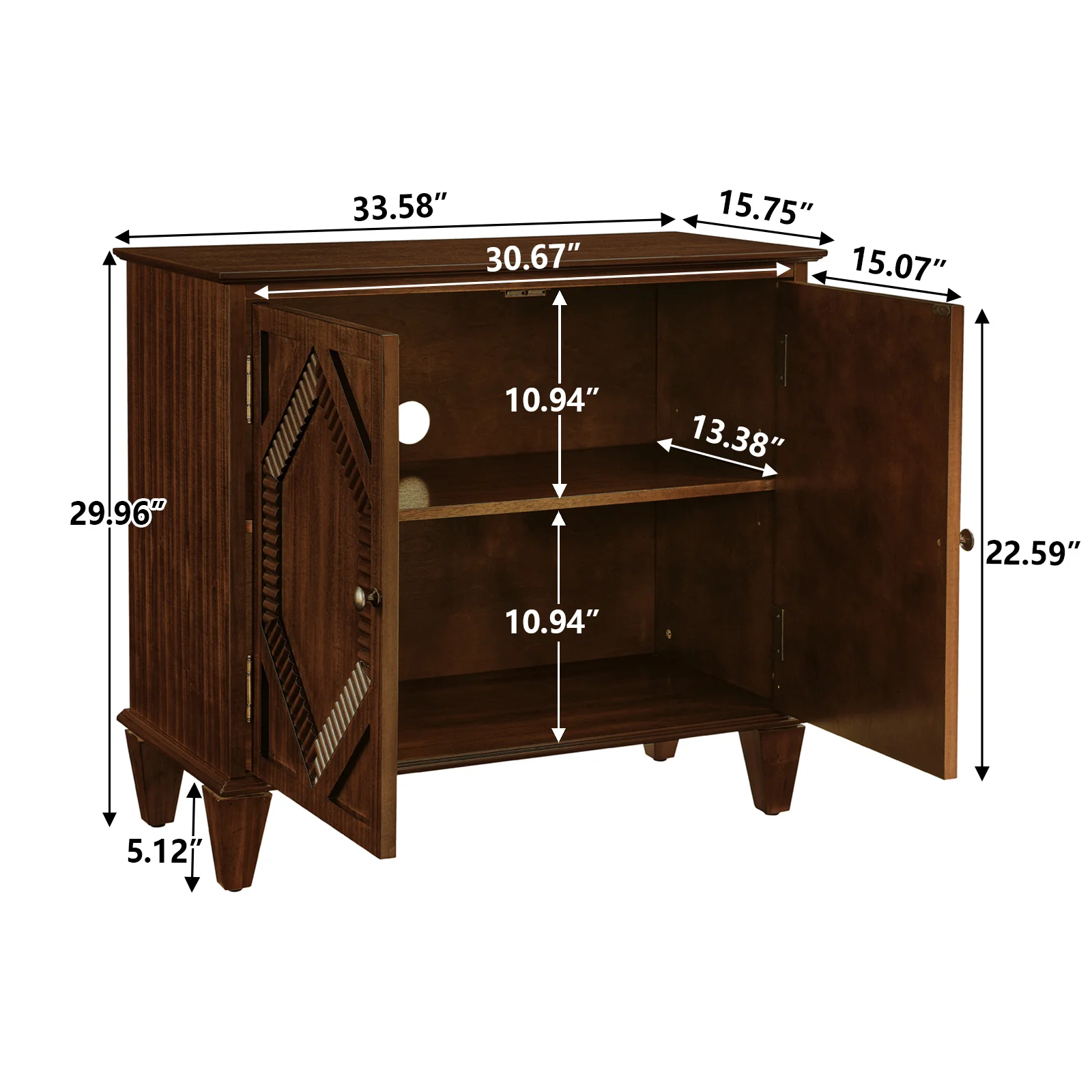 65.2' Mid Century Modern Geometric Accent Cabinet with Storage - Image 9