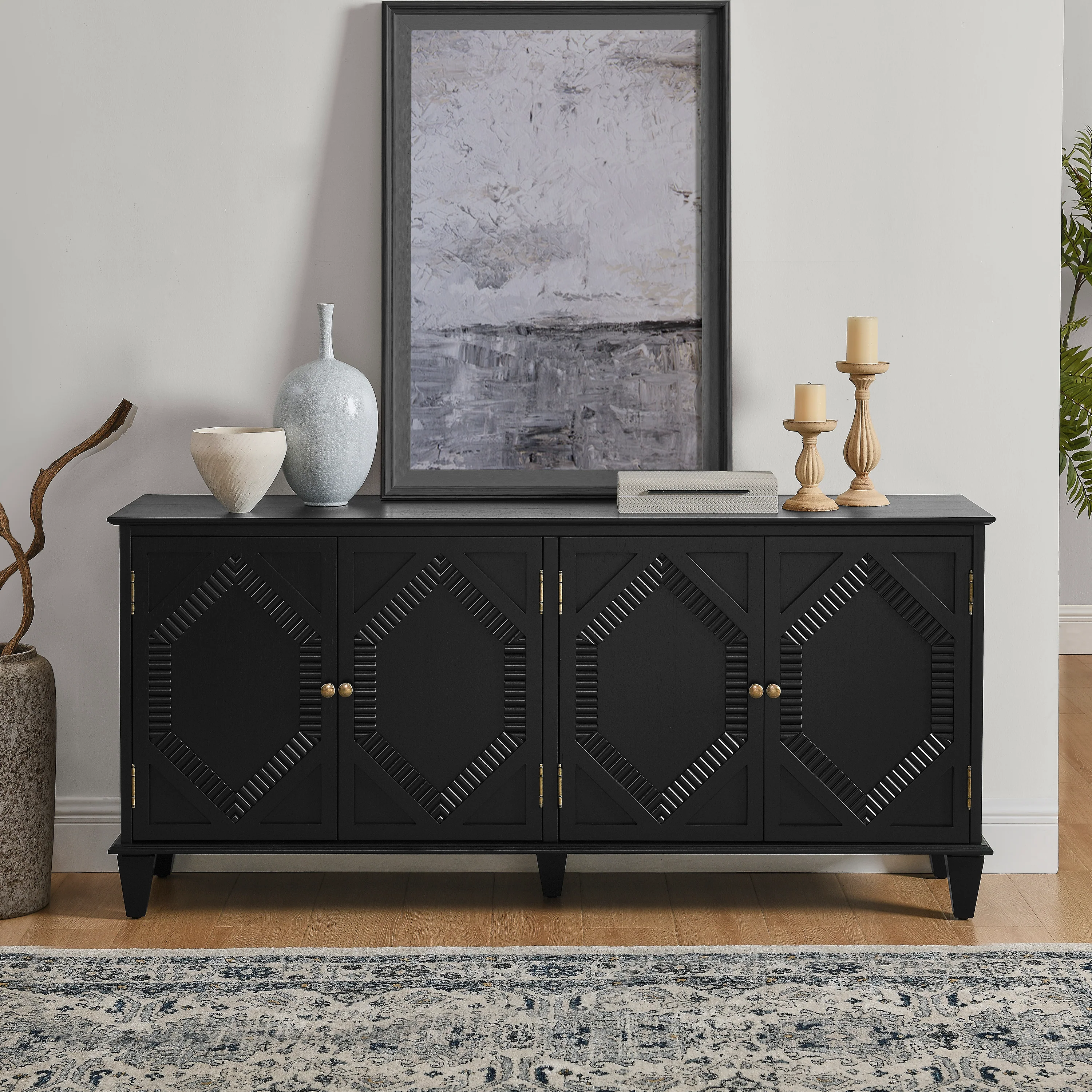 65.2' Mid Century Modern Geometric Accent Sideboard - Image 17