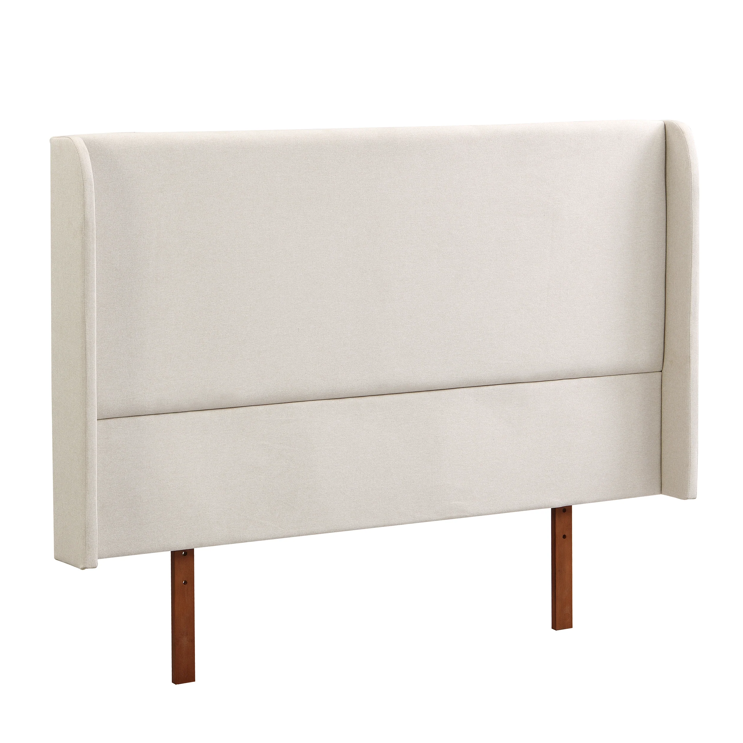 Solid Dry Bamboo Wood Platform Bed with 48" Upholstered High Headboard - Image 6