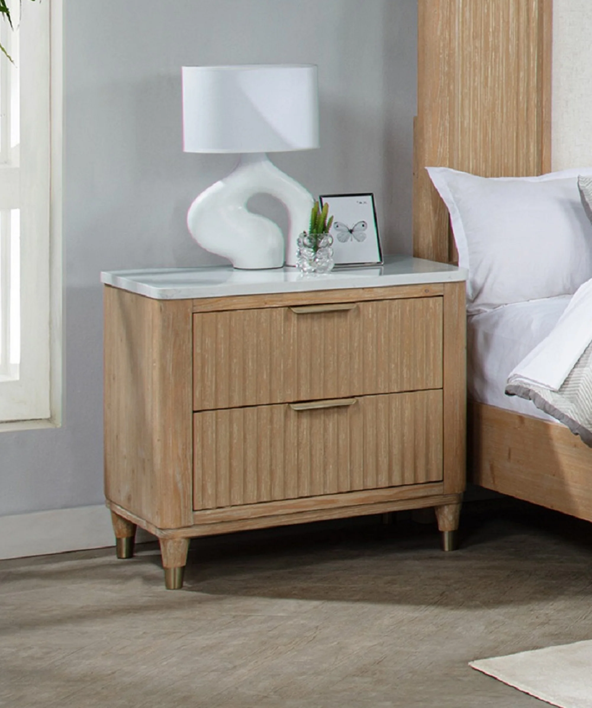 Emma Fluted Drawer Nightstand - Image 2