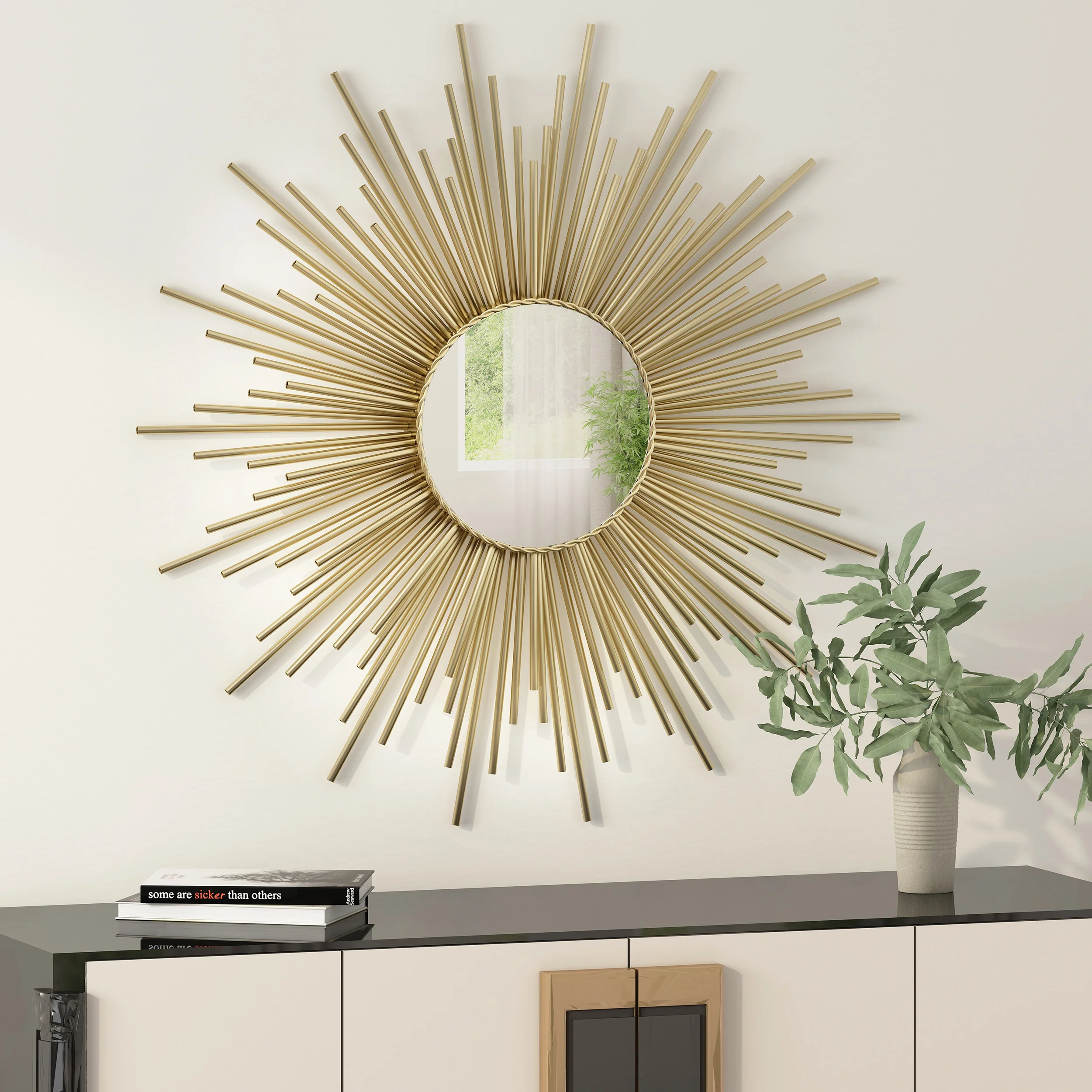 Modern Glam Sunburst Wall Mirror - Image 5