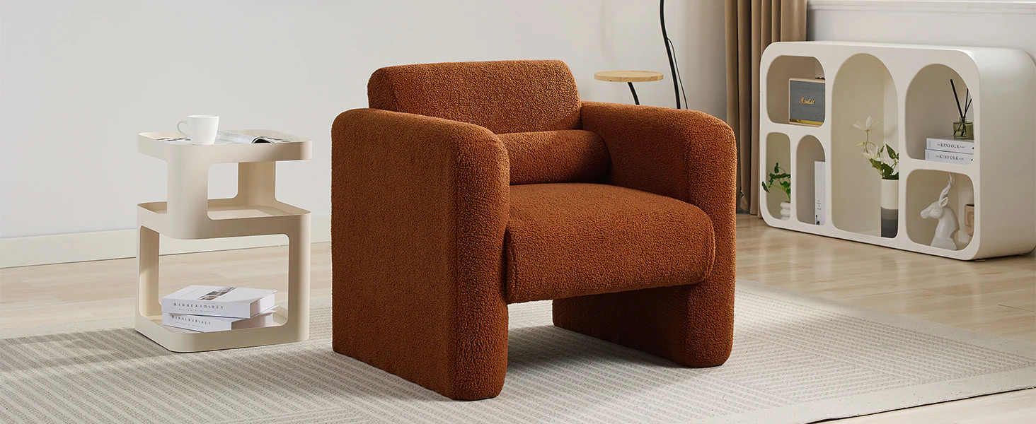 Marlowe Modern Sherpa Upholstered Comfy Reading Accent Chair - Image 24
