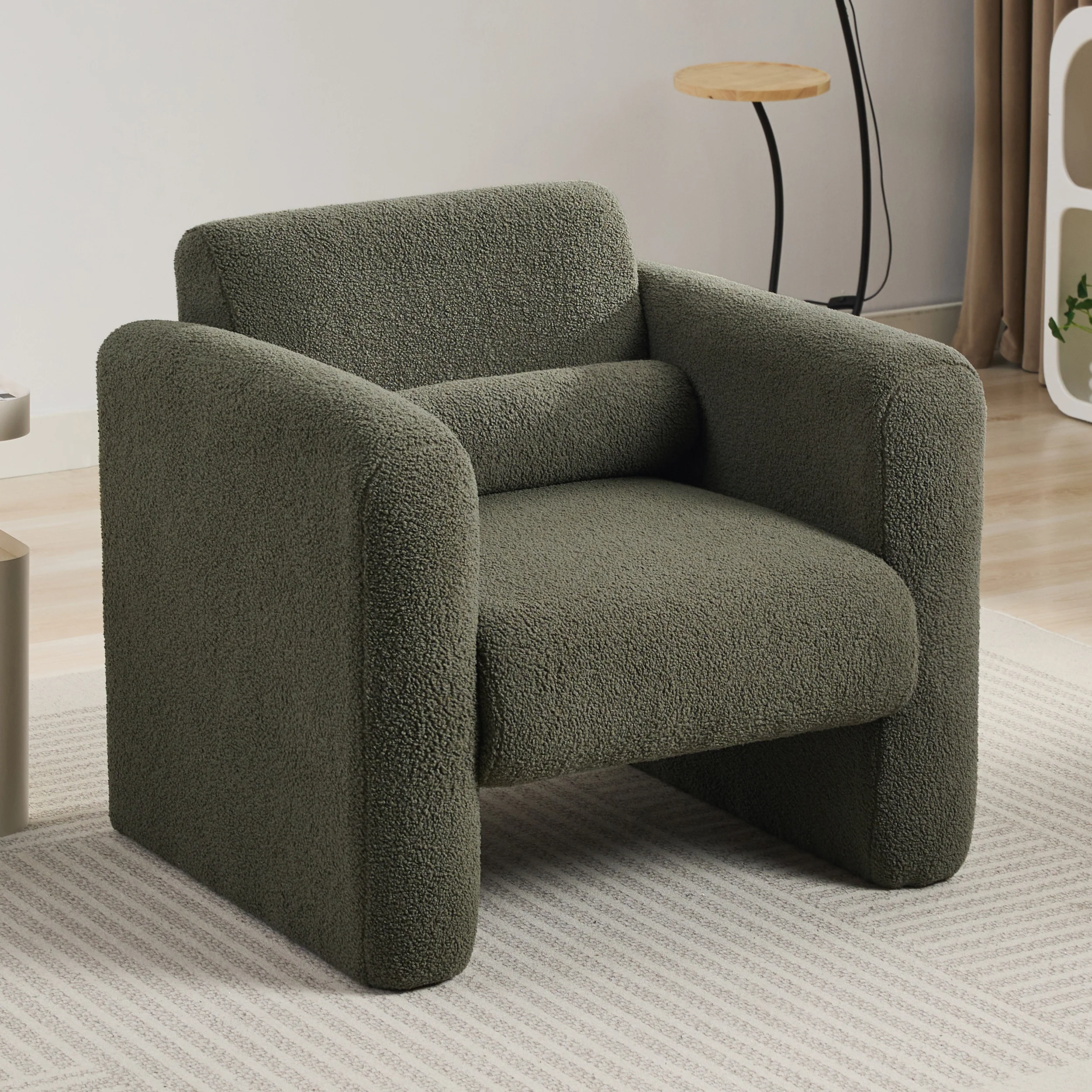 Marlowe Modern Sherpa Upholstered Comfy Reading Accent Chair - Image 42