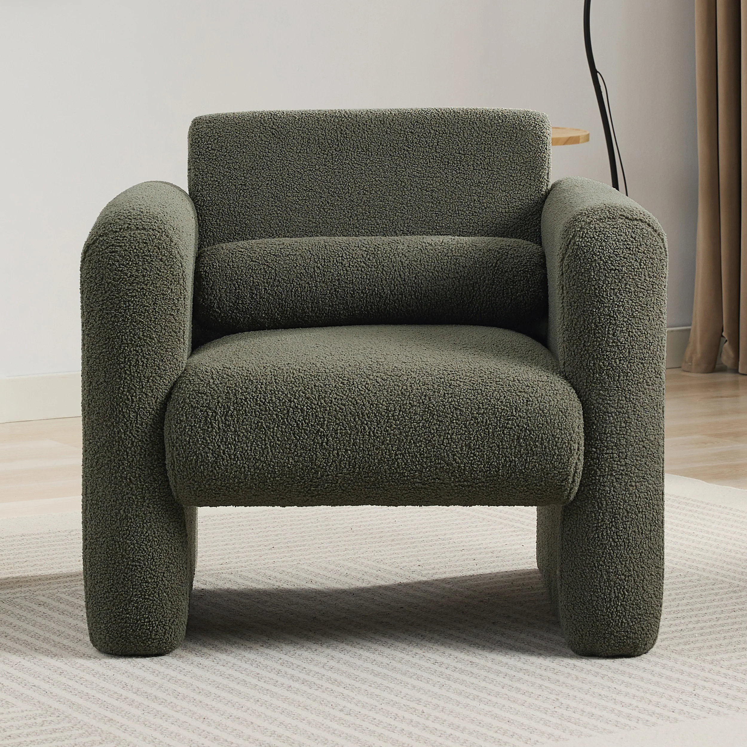 Marlowe Modern Sherpa Upholstered Comfy Reading Accent Chair - Image 43