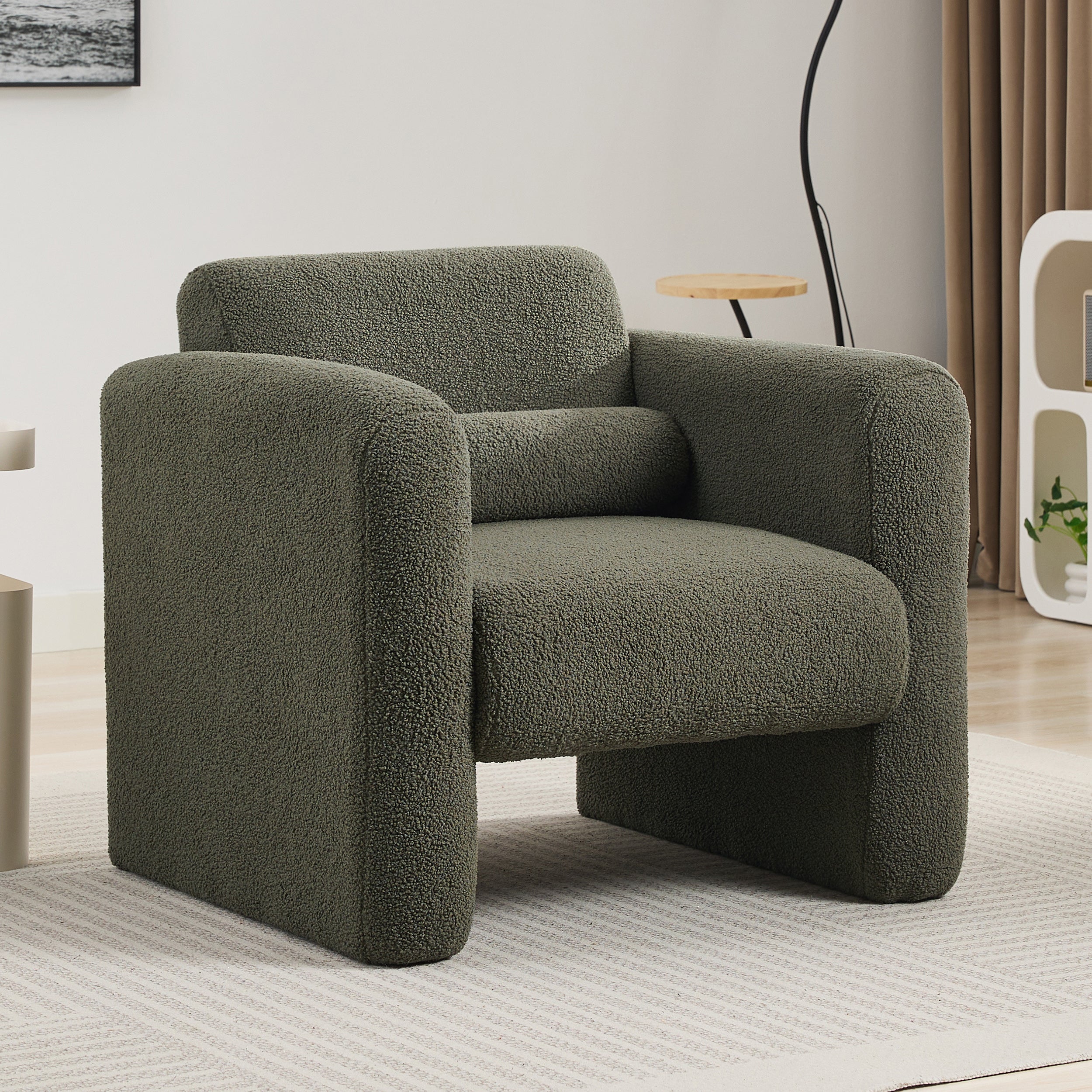 Marlowe Modern Sherpa Upholstered Comfy Reading Accent Chair - Image 44