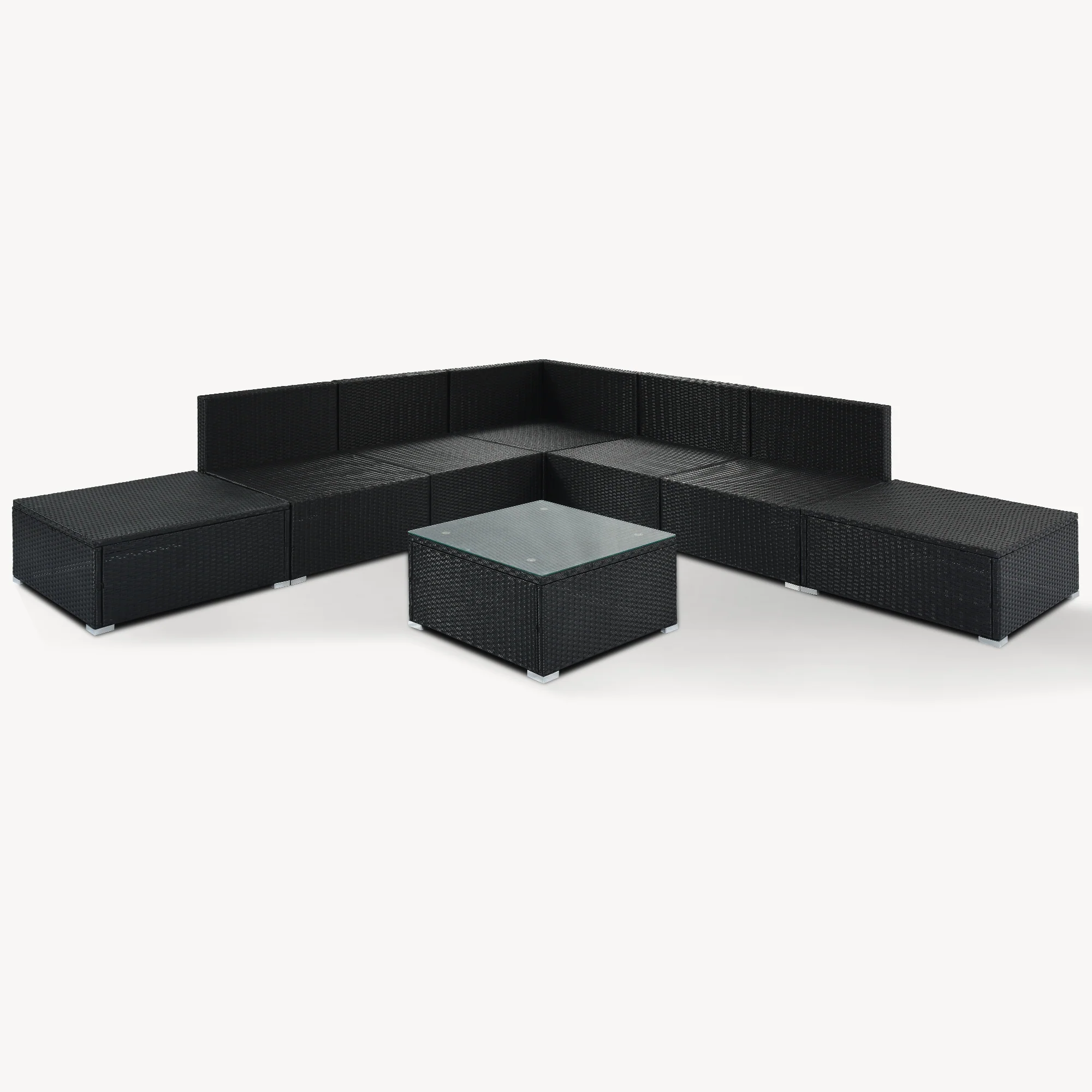 8-Piece Outdoor Patio Wicker Sectional Set - Image 9