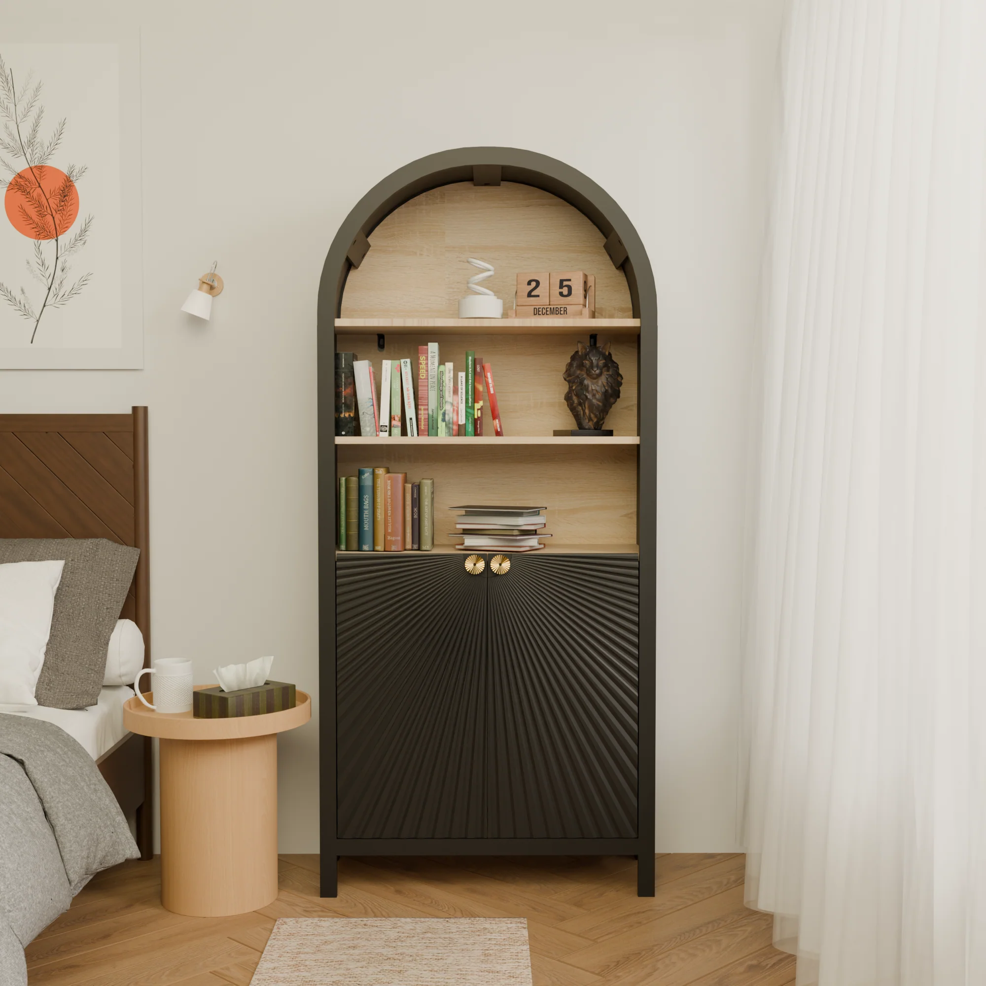 Tillingham Arched 5-Tier Bookshelf with Cabinet Storage - Image 14