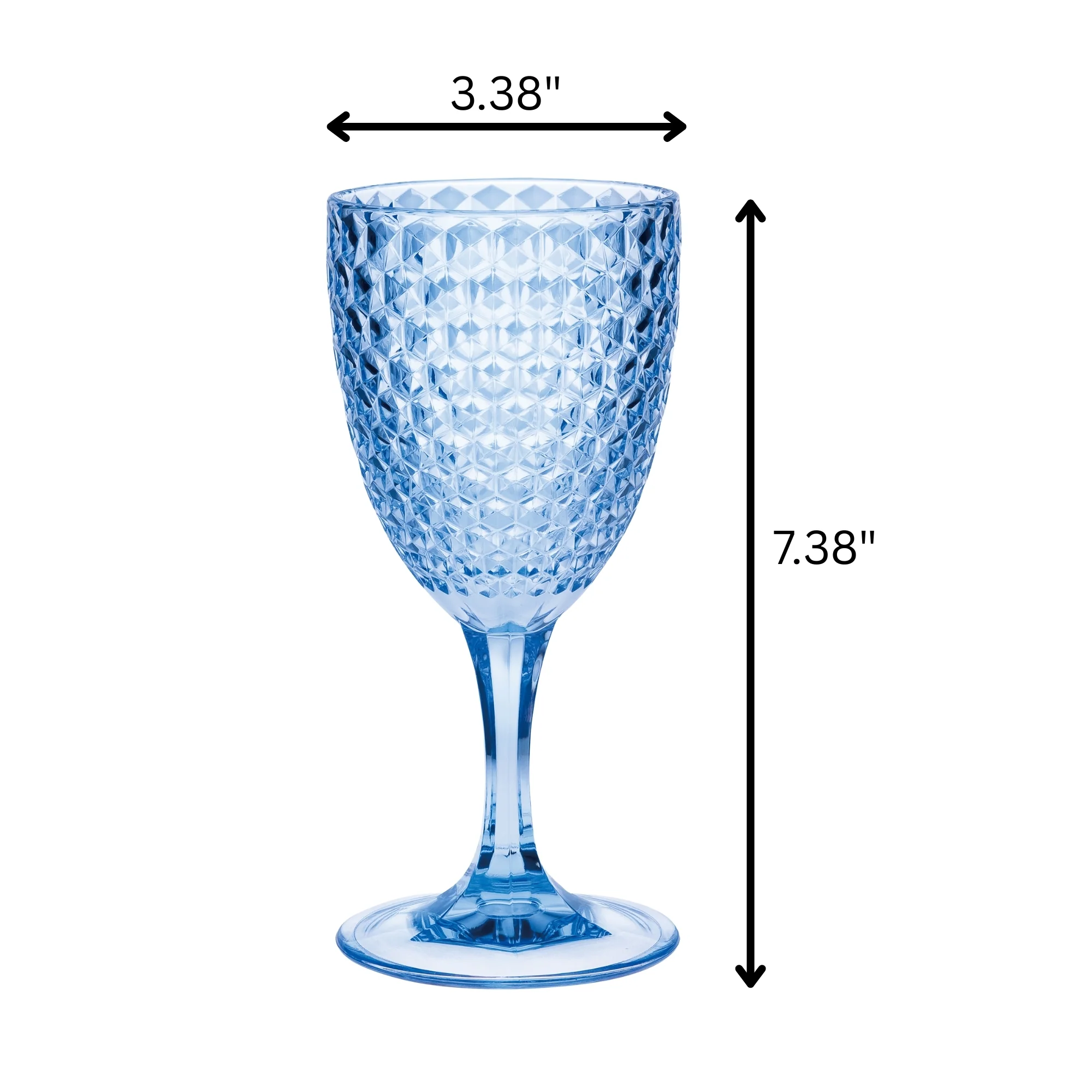 Stylish Diamond Cut Plastic Wine Glasses Set of 4 (12oz) - BPA Free, Unbreakable, Elegant Blue Acrylic Wine Glasses - Image 3